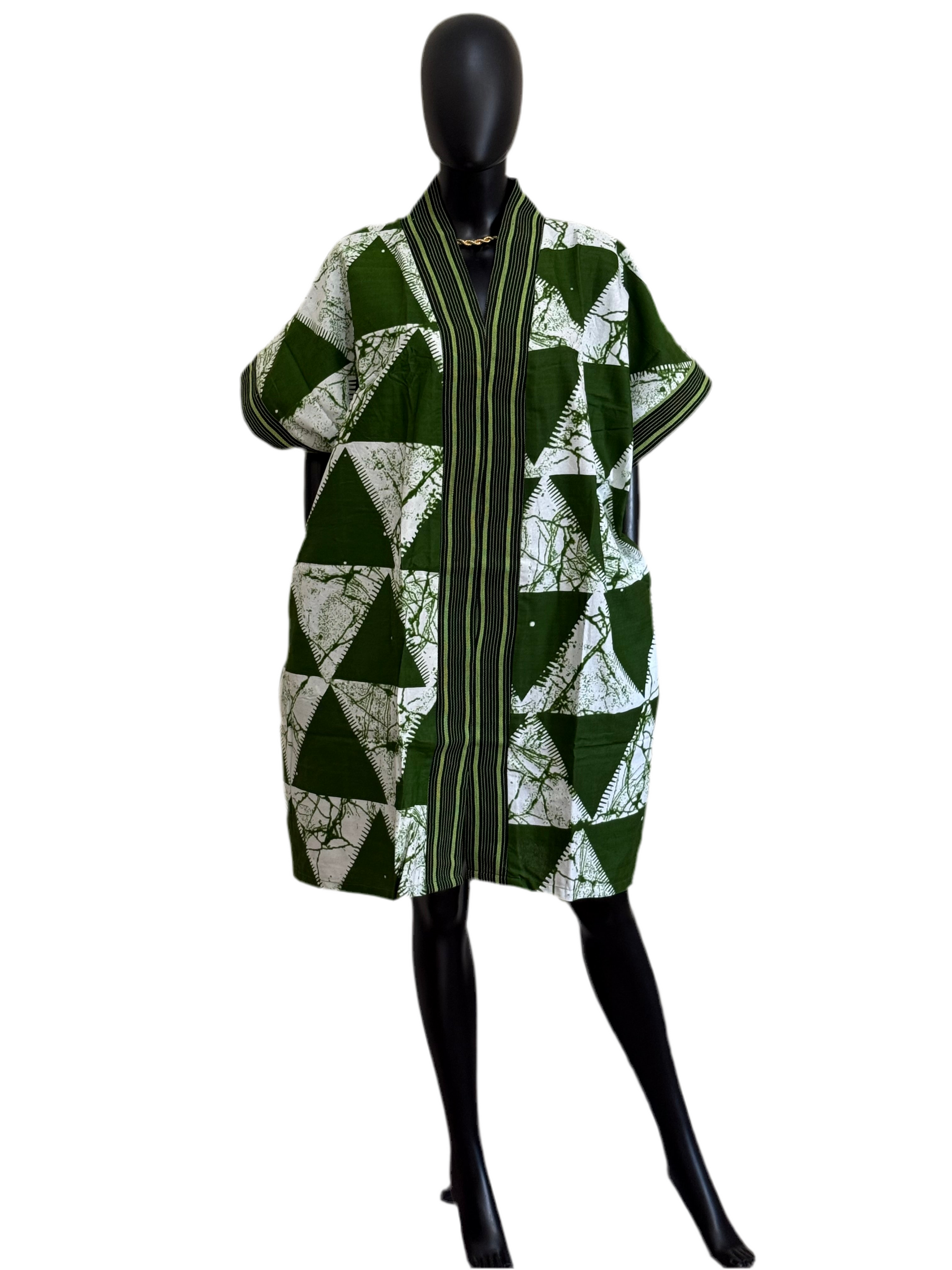 Chic Short Bubu Dress with Aso Oke Detail β One Size, 100% Cotton