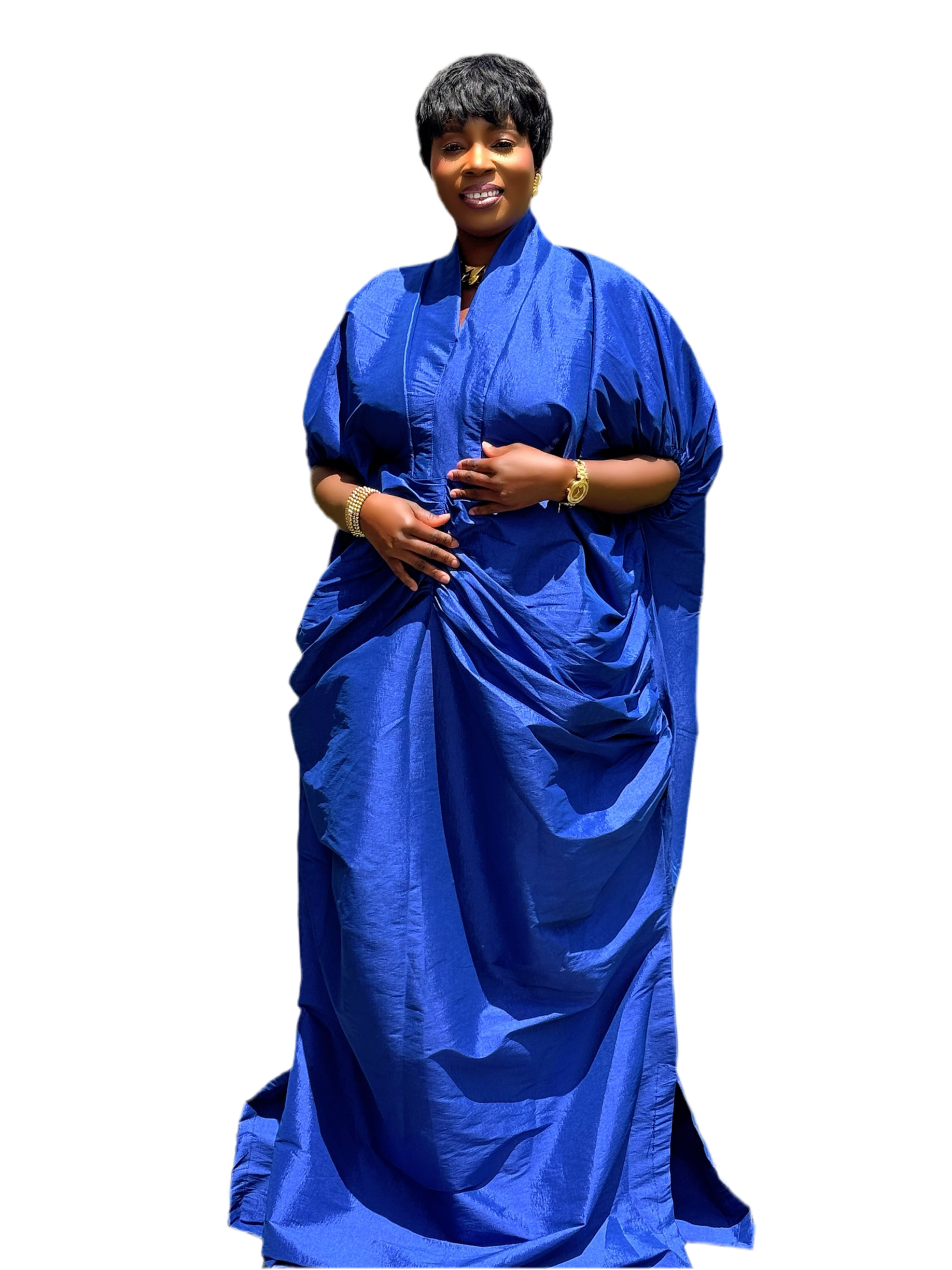 Nana Ruched Puff Sleeve Bubu Gown