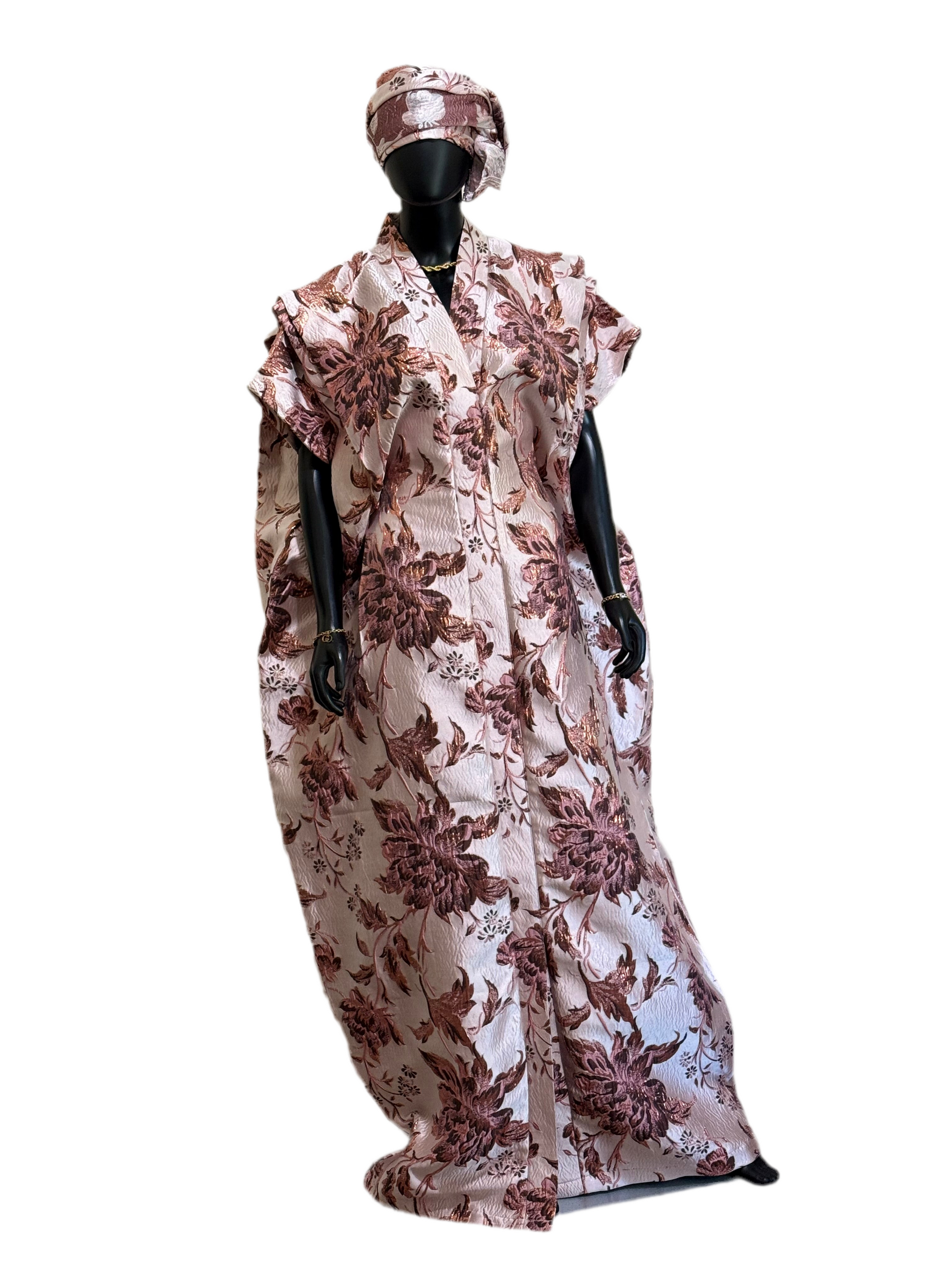 IMADE Floral Elegance Bubu – 65” Free-Size with Pleated Shoulders & Headscarf