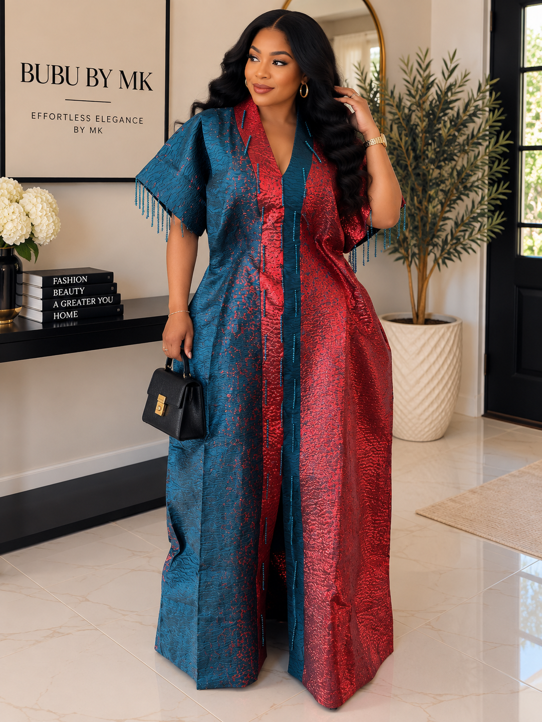 Adeola Beaded ombré Brocade Bubu