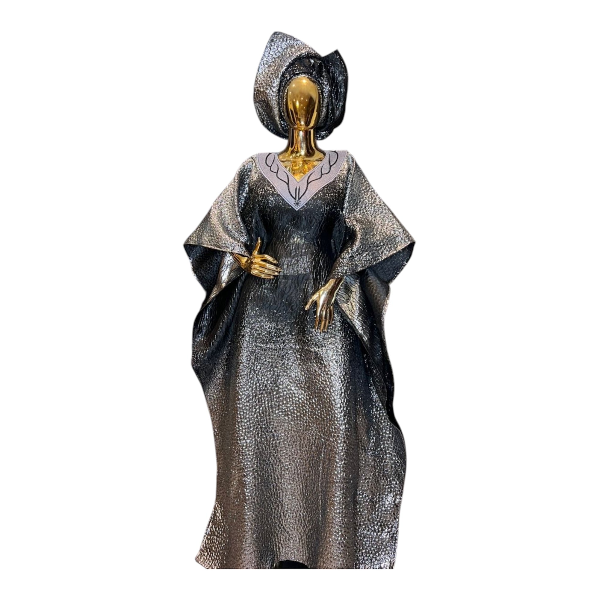 Brocade Embroidered Bubu with Head tie & Inner Belt