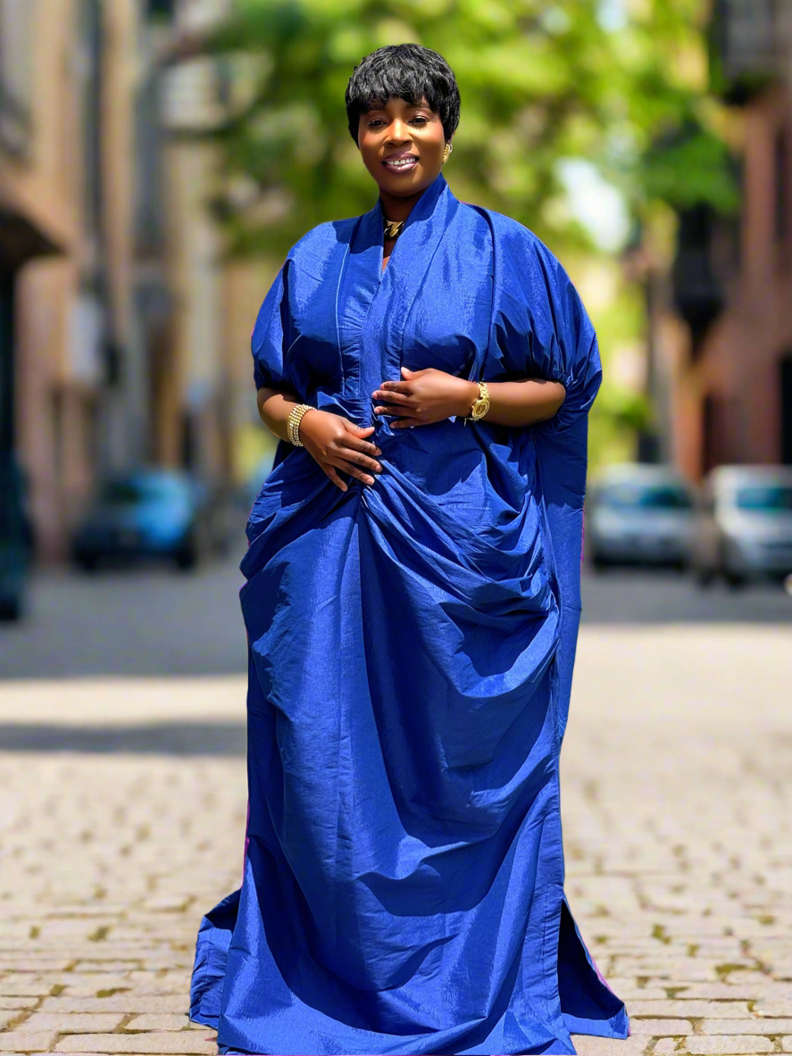 Nana Ruched Puff Sleeve Bubu Gown