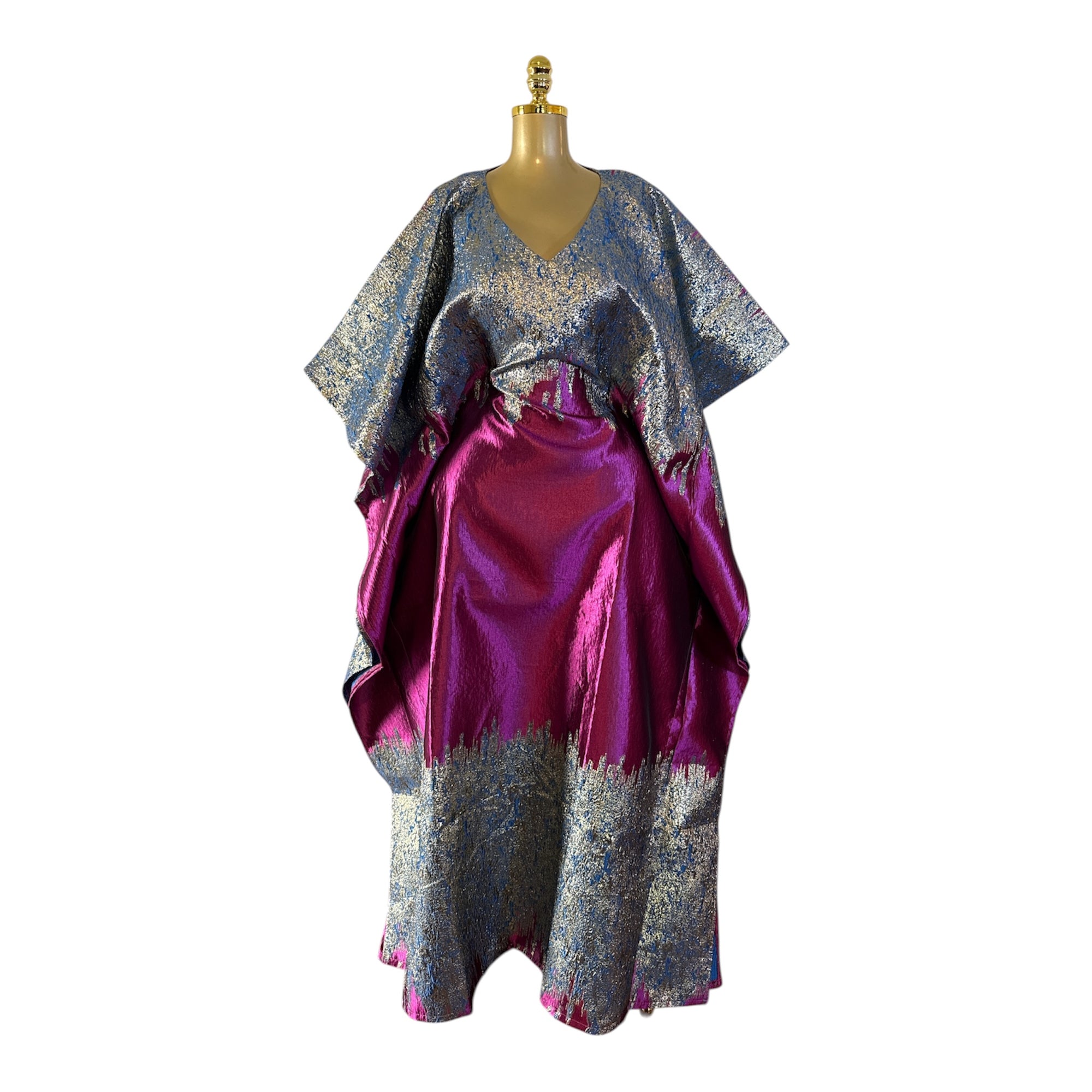 Imade Luxury brocade butterfly boubou dress with head tie
