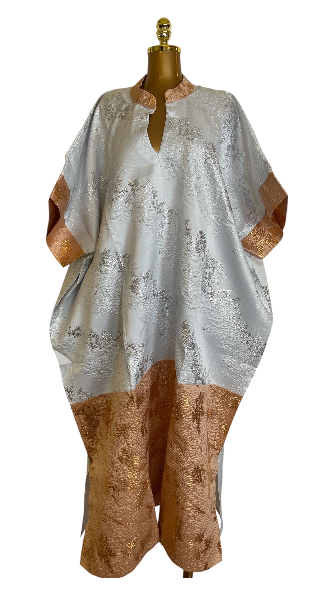 LUXURY GOLD AND WHITE BROCADE BUBU