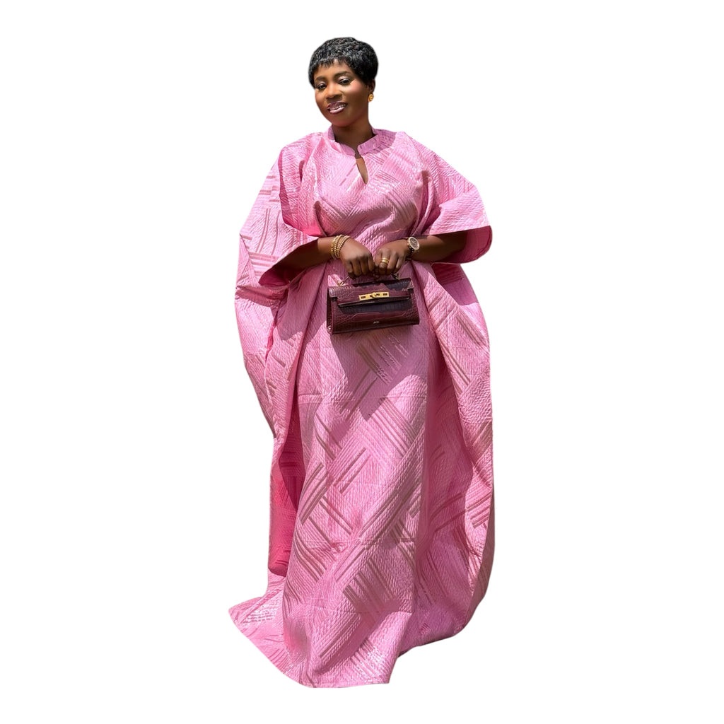 Luxury brocade boubou dress with head wrap