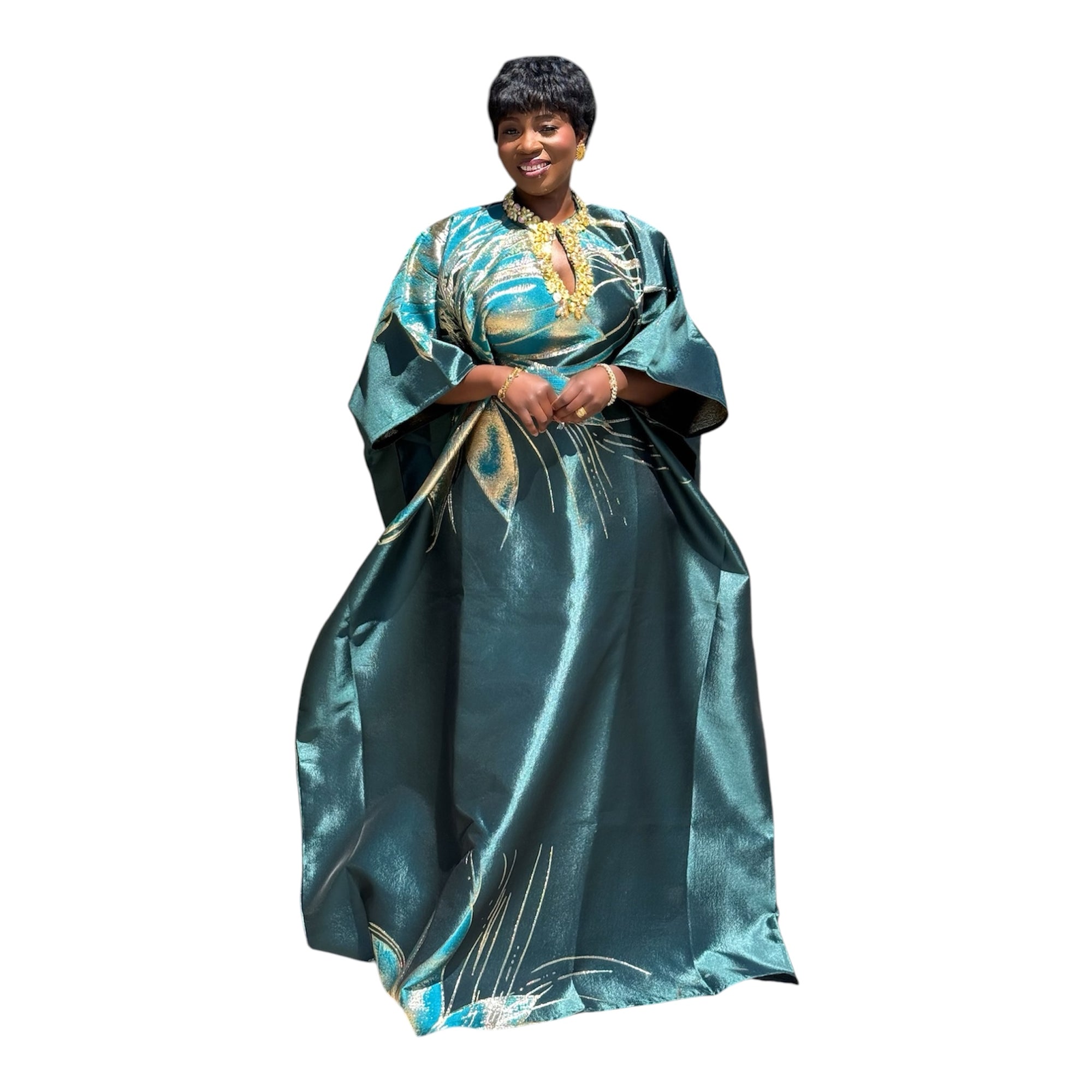 Grace  Luxury embellished Brocade Bubu with Scarf