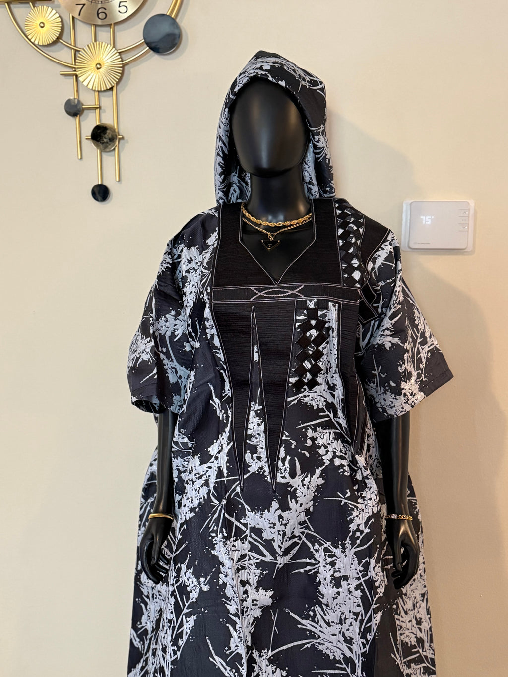 Naana Luxury Embroidered Brocade Bubu Dress  African Kaftan with Head Wrap