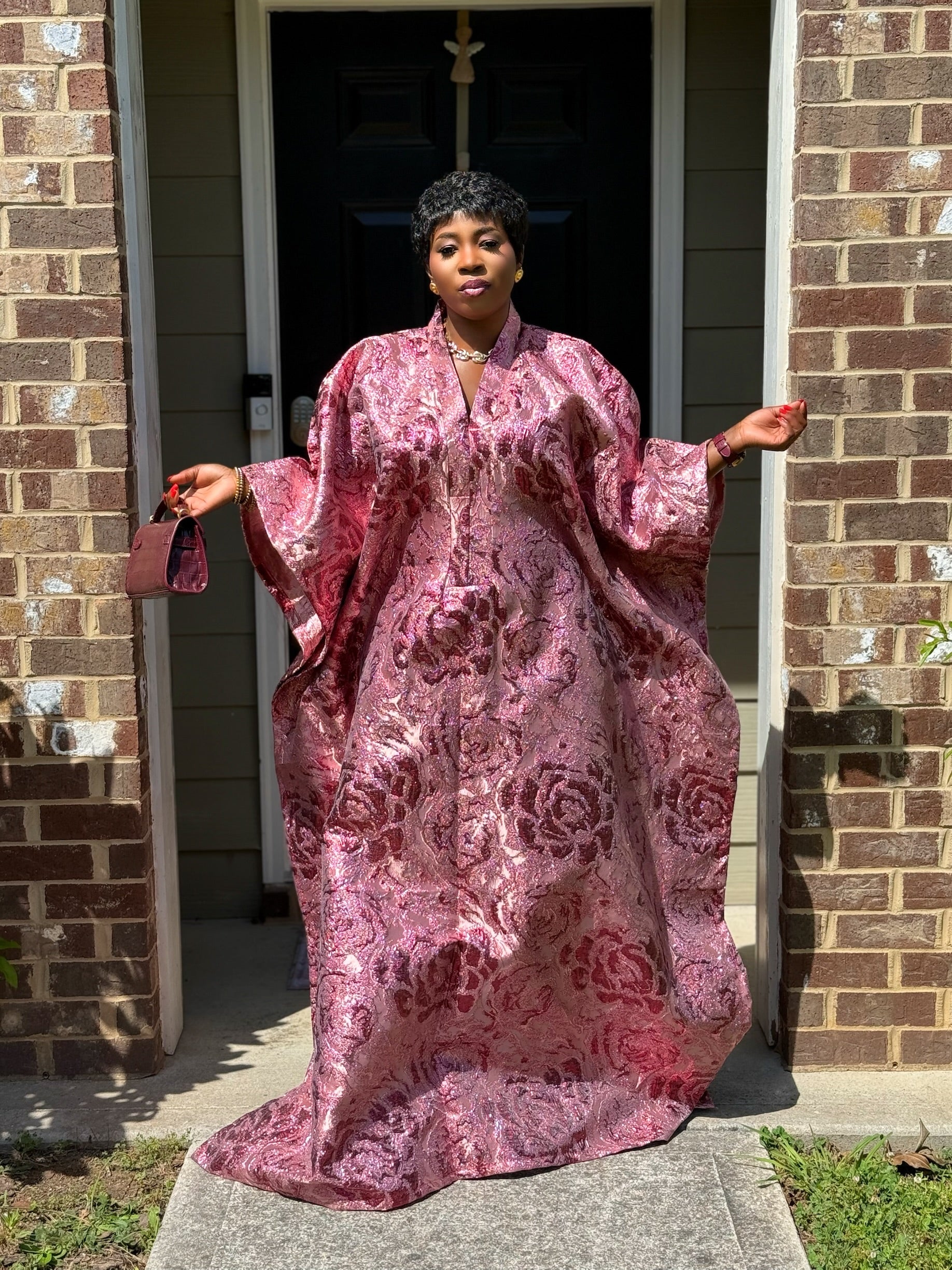 Faridah Luxury brocade boubou dress with head wrap