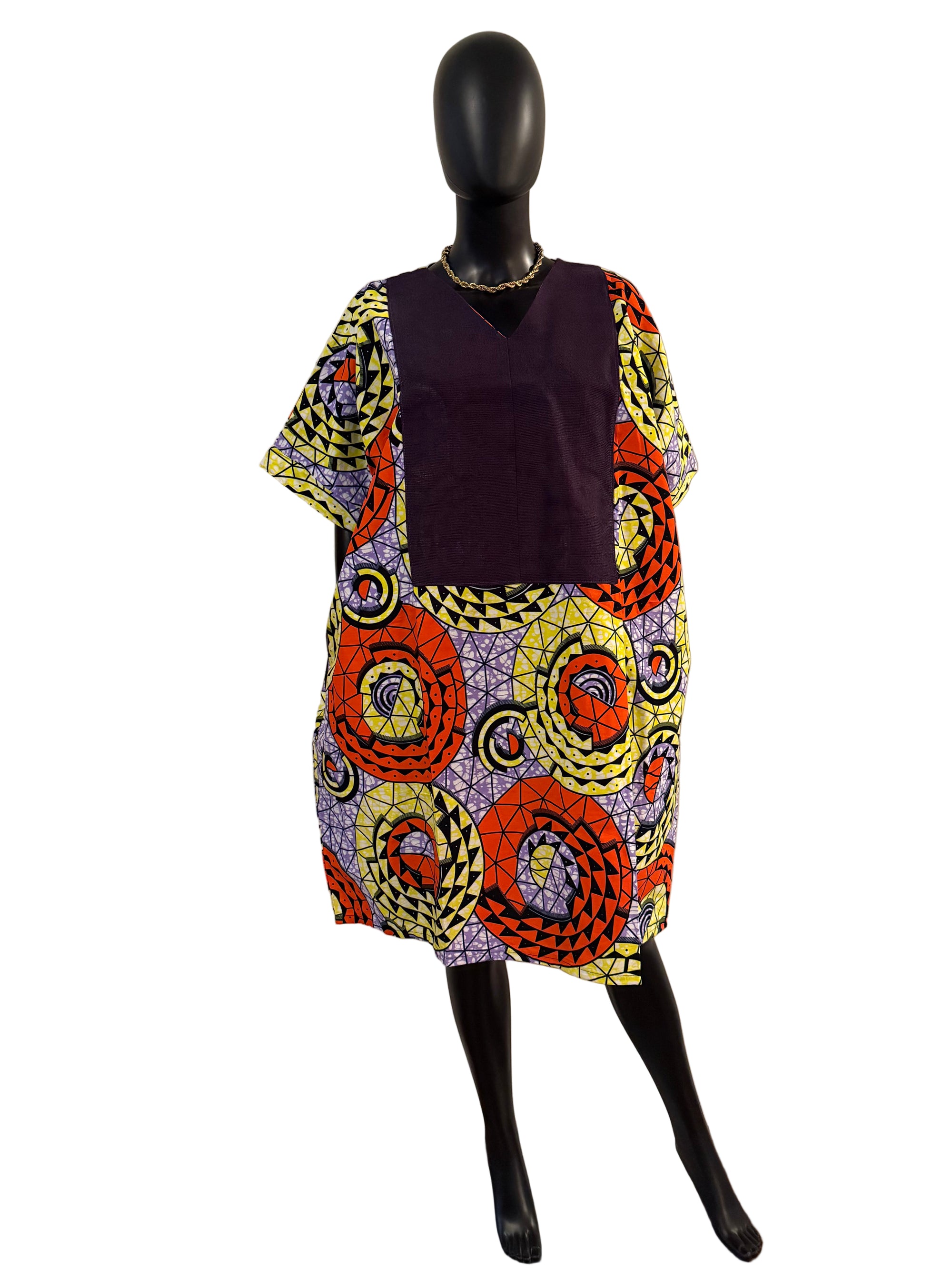 Mini Cotton  Ankara Bubu Dress with Asoke