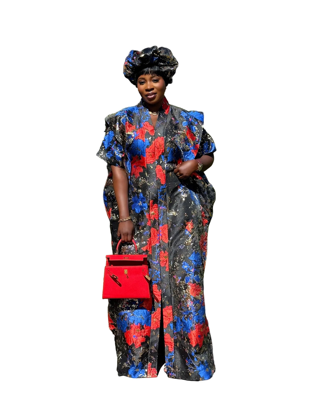 Sakina Brocade 3-Piece Bubu Set with Head Wrap & Scrunchie