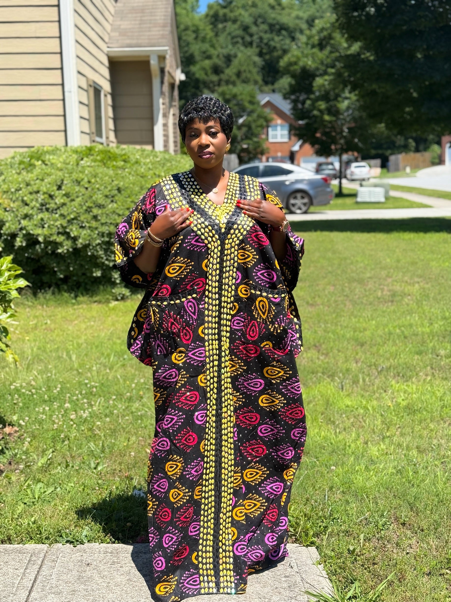LUXURY FULLY BEADED COTTON ANKARA BUBU
