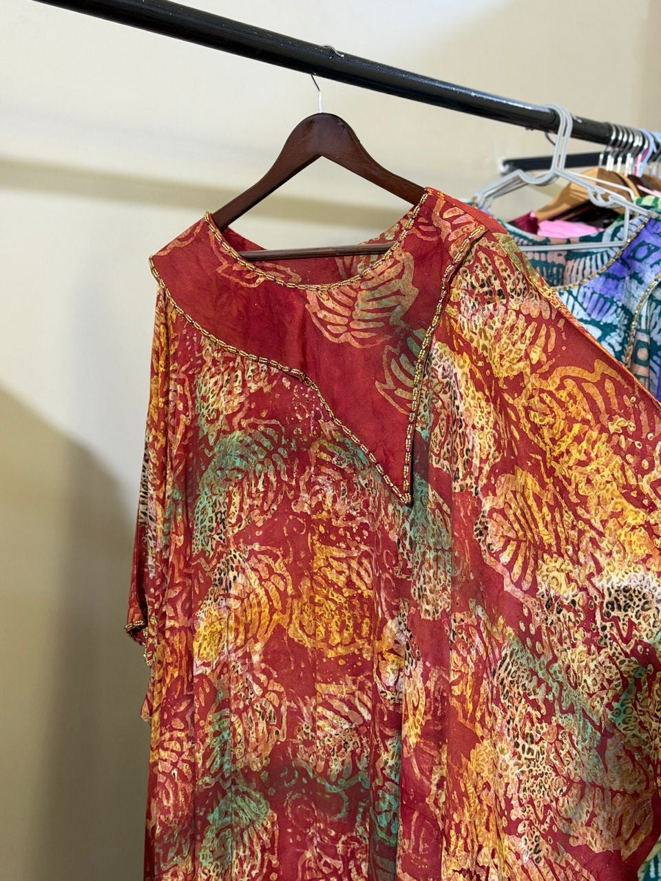 Hand beaded Cotton Batik (Adire) Bubu