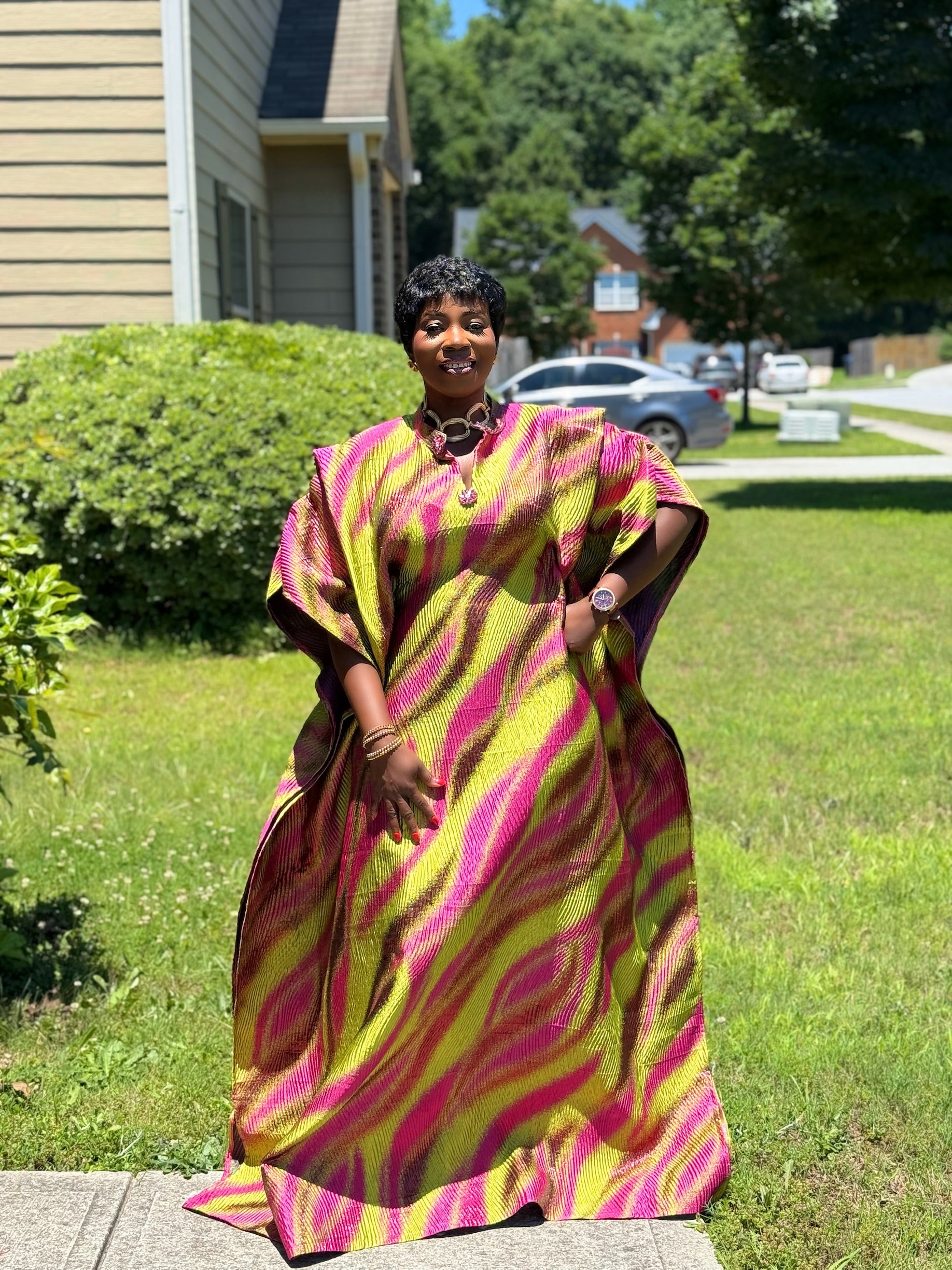 Dela Luxury brocade butterfly Bubu dress