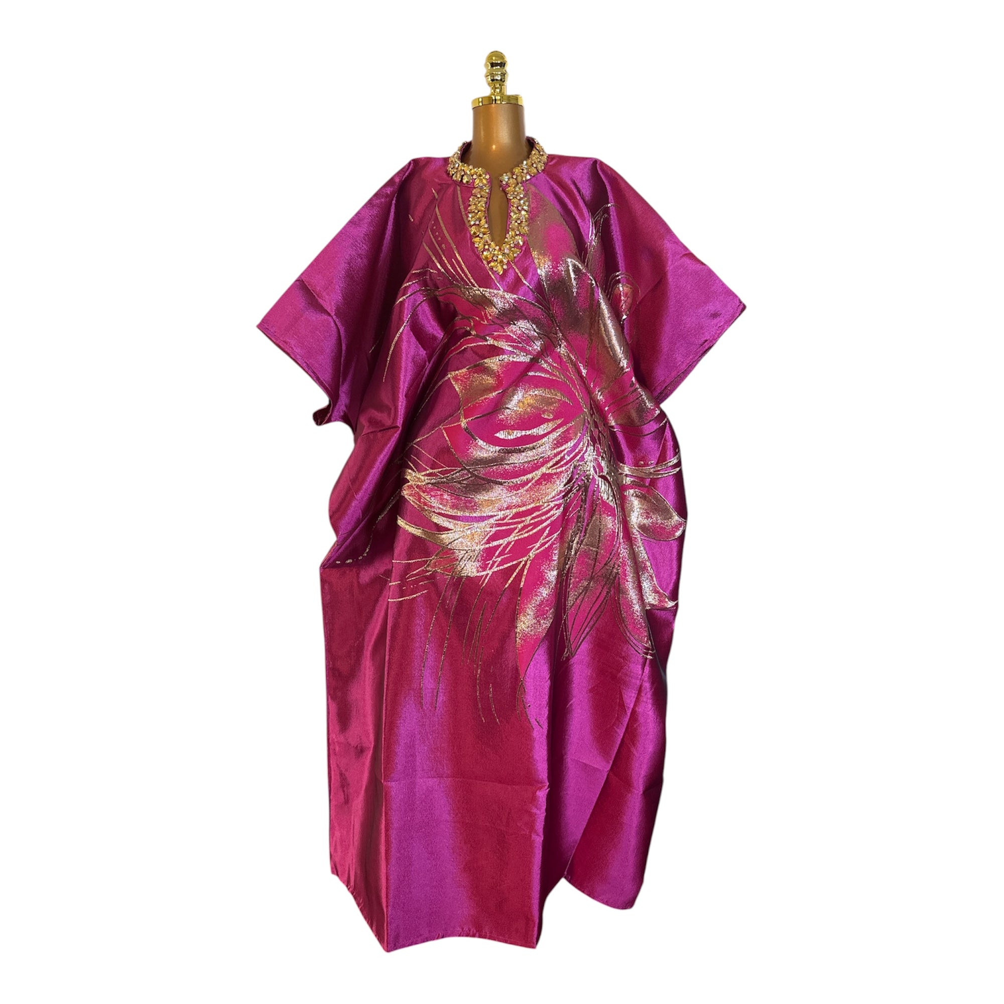 Grace  Luxury embellished Brocade Bubu with Scarf
