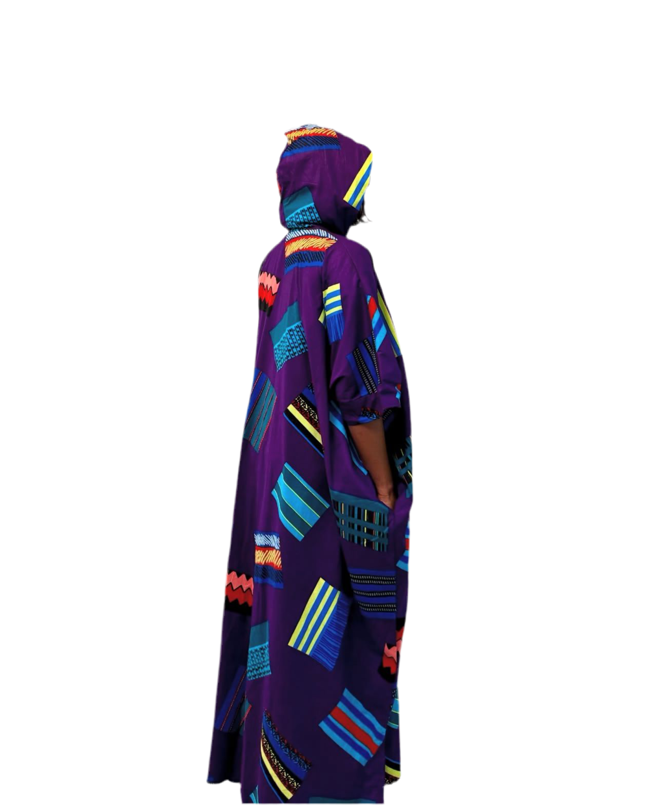 Hooded Ankara Bubu with Pockets – 62” Long African Kaftan Dress