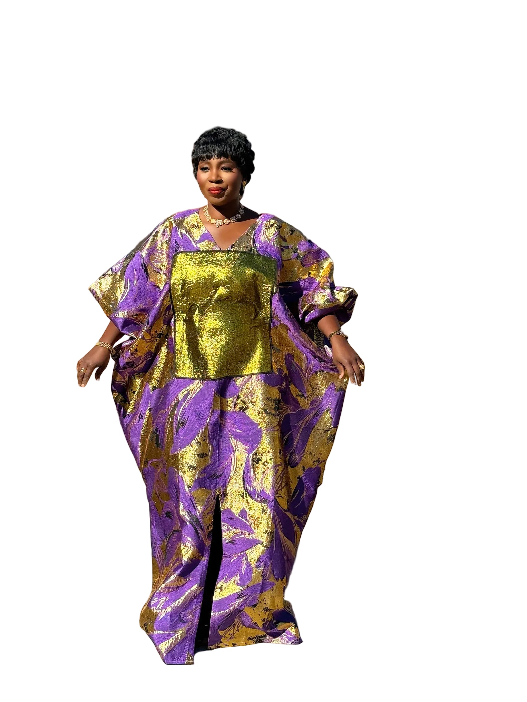 Yaya Luxury brocade boubou dress with head wrap
