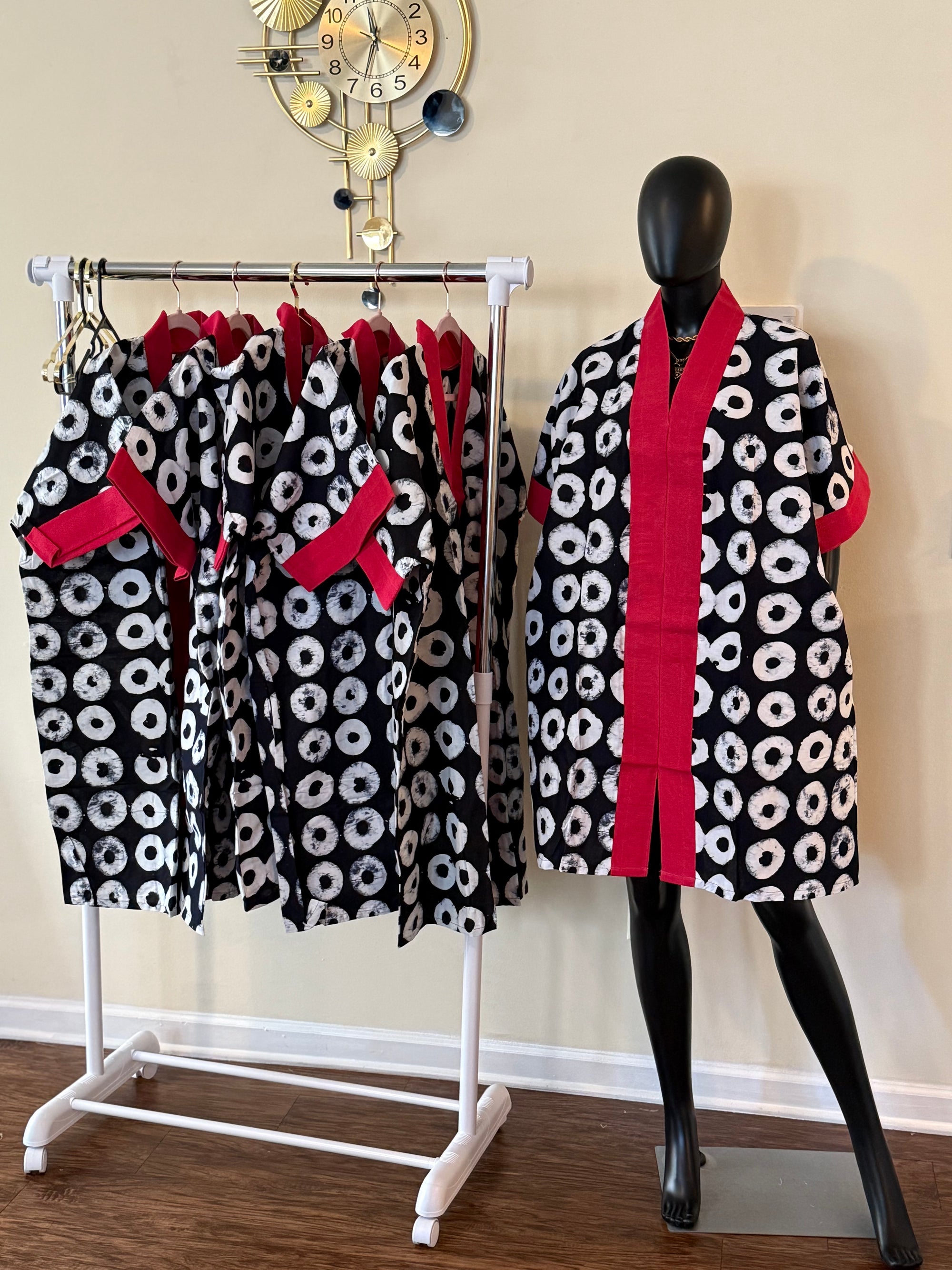 Chic Short Bubu Dress with Aso Oke Detail – One Size, 100% Cotton