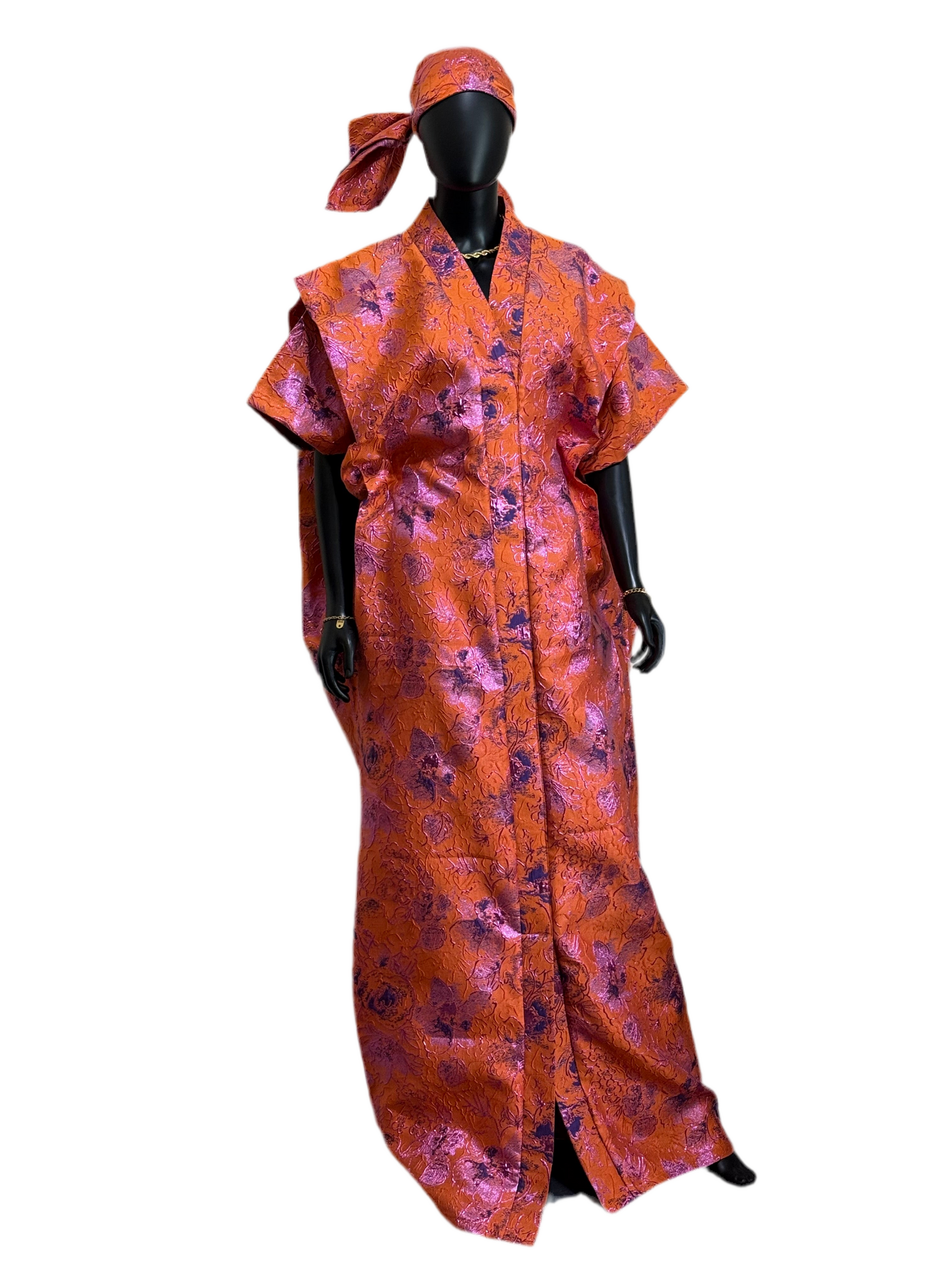 IMADE Floral Elegance Bubu – 65” Free-Size with Pleated Shoulders & Headscarf