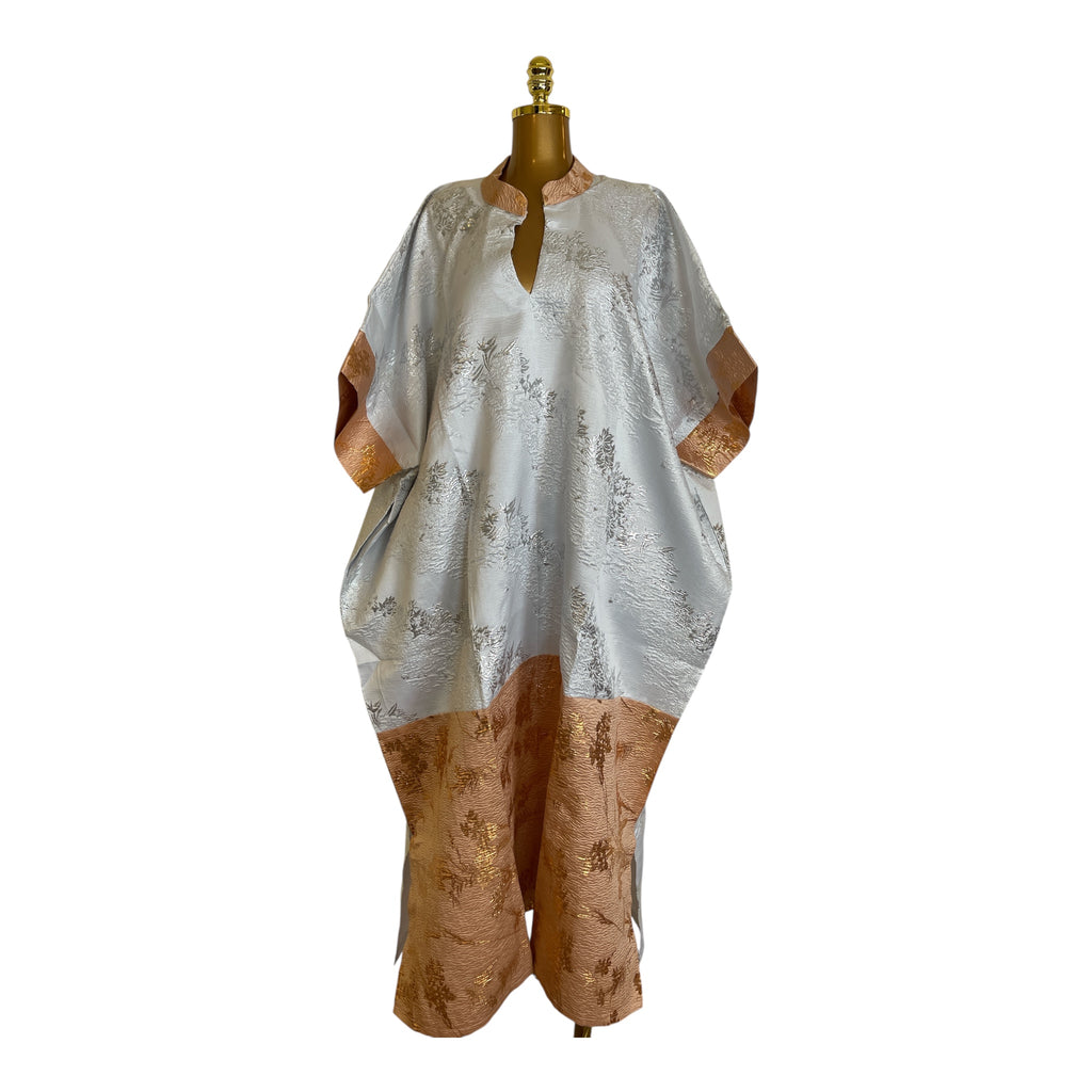 LUXURY GOLD AND WHITE BROCADE BUBU