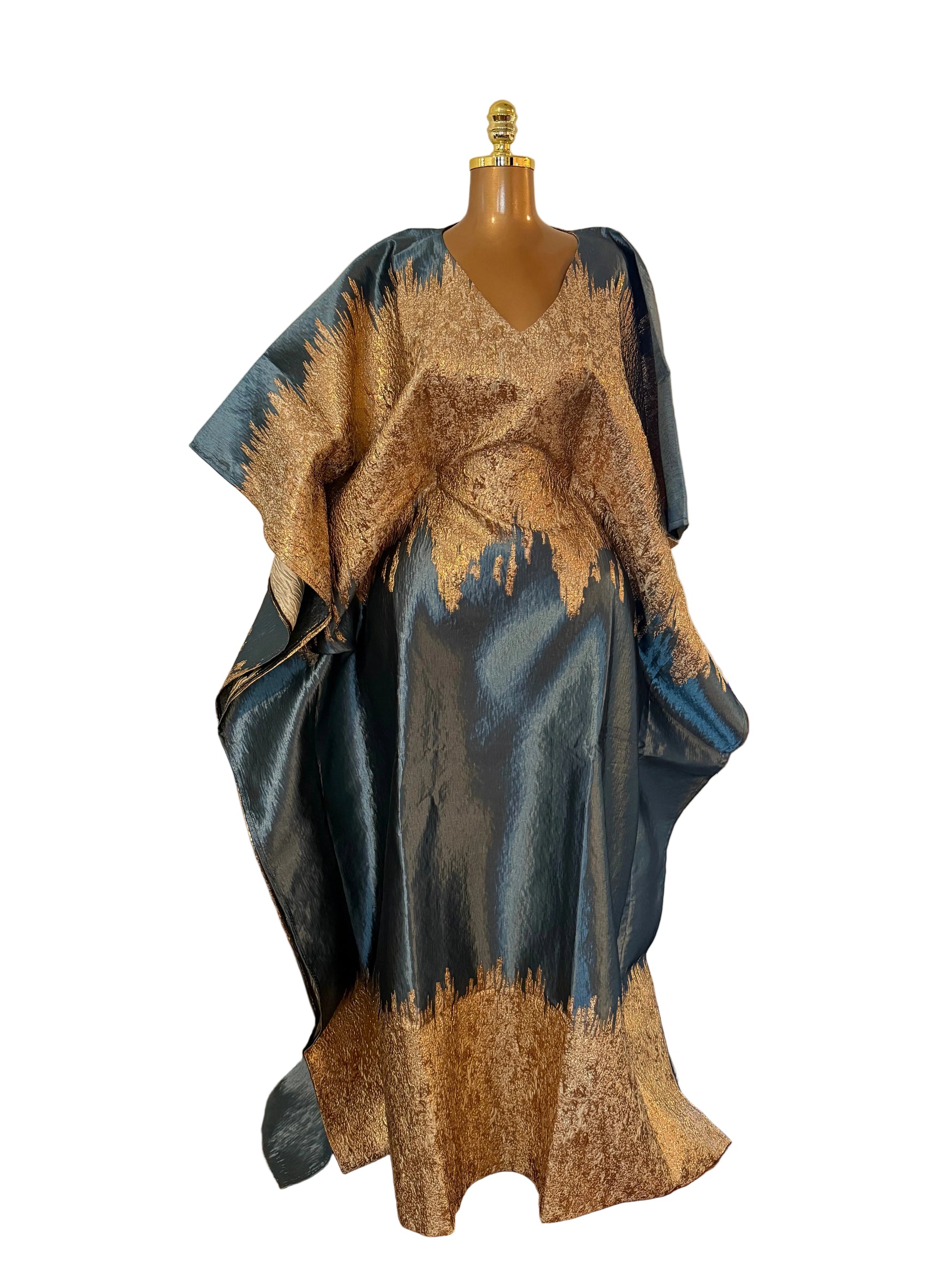 Imade Luxury brocade butterfly boubou dress with head tie