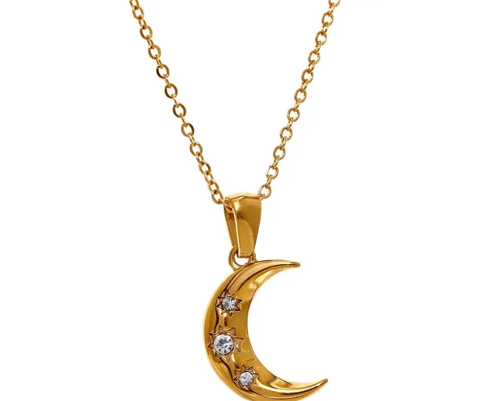 HALF MOON PENDANT NECKLACE