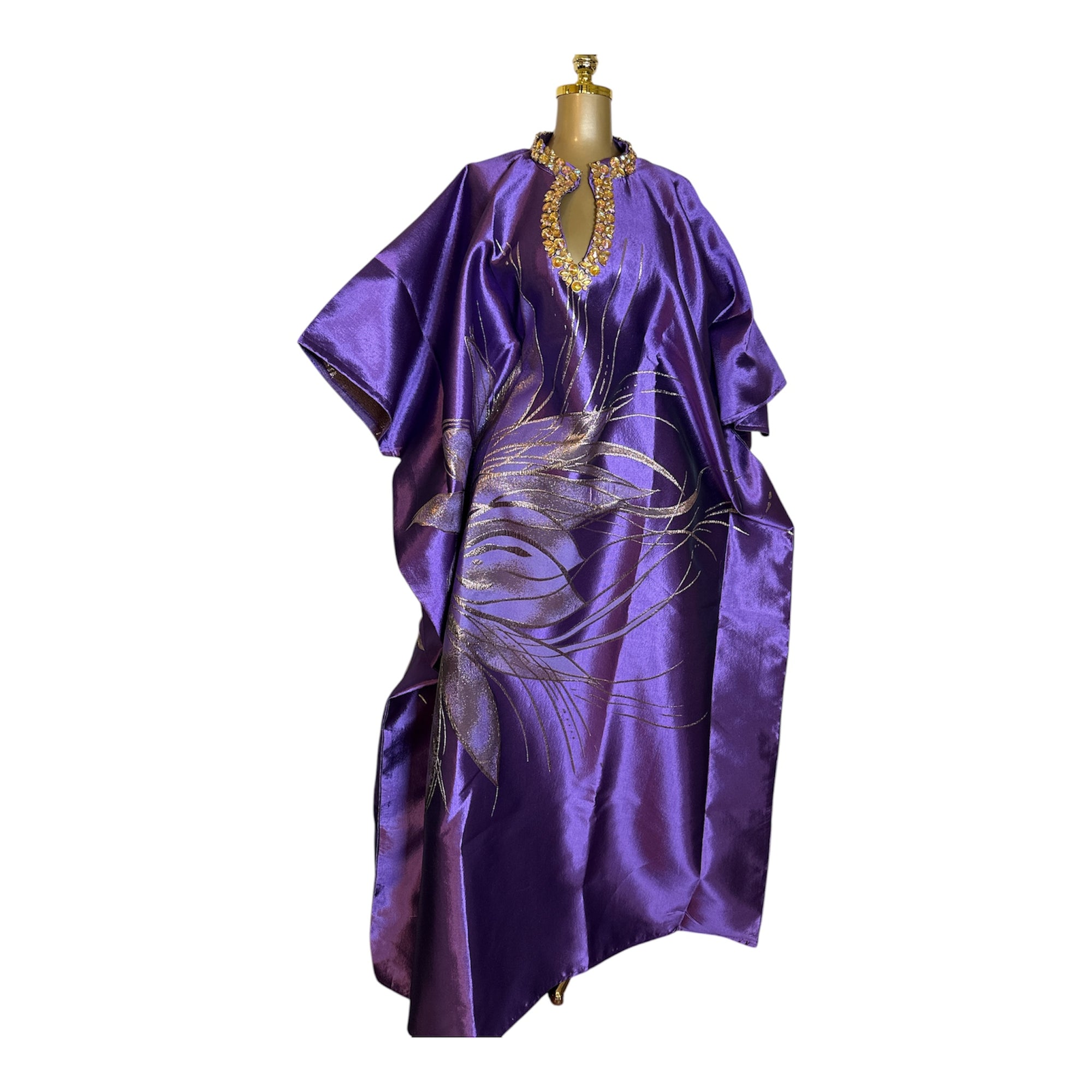 Grace  Luxury embellished Brocade Bubu with Scarf