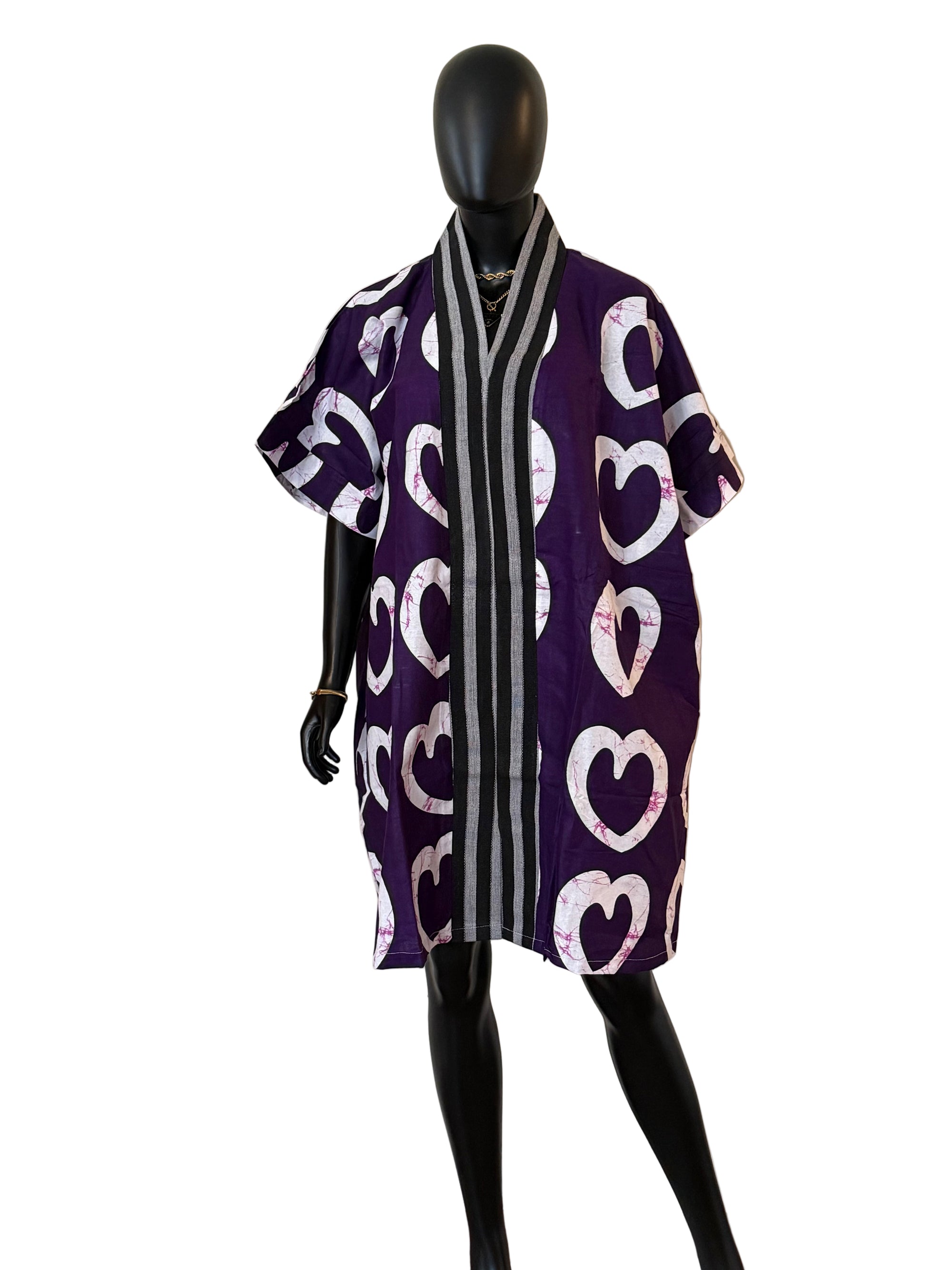 Chic Short Bubu Dress with Aso Oke Detail One Size, 100% Cotton 0.1