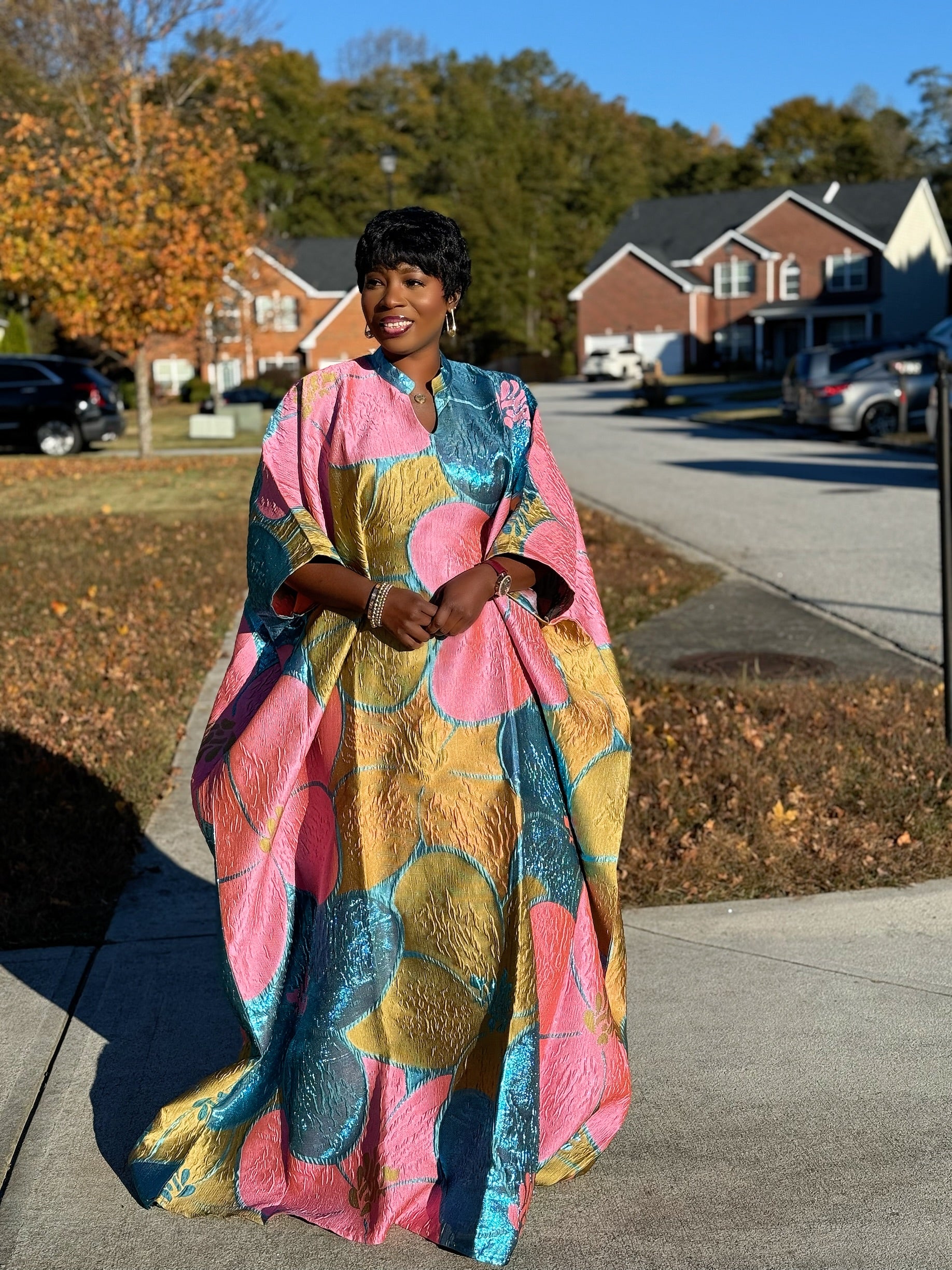 Dela Luxury brocade butterfly Bubu dress