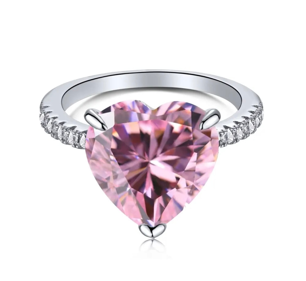 MEGAN PINK HEART RING (STERLING SILVER)