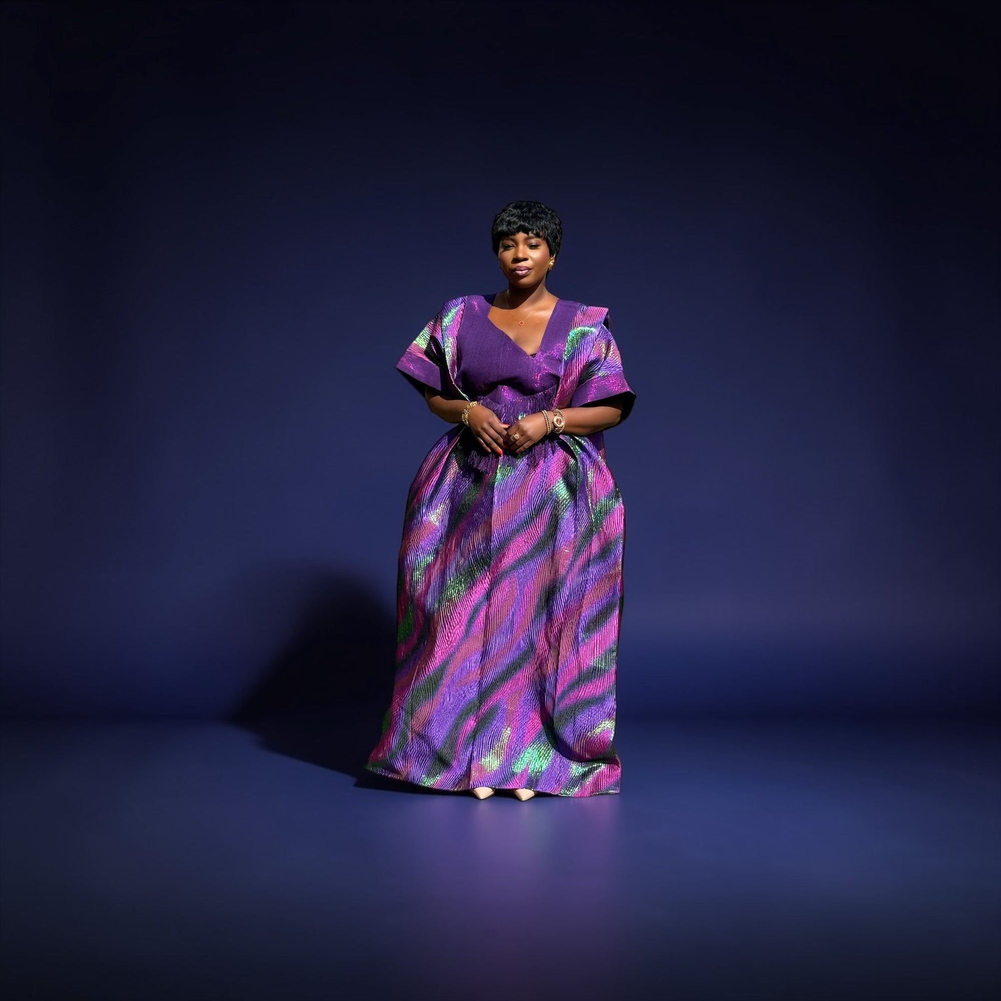 Bela  Luxury brocade boubou dress with head wrap