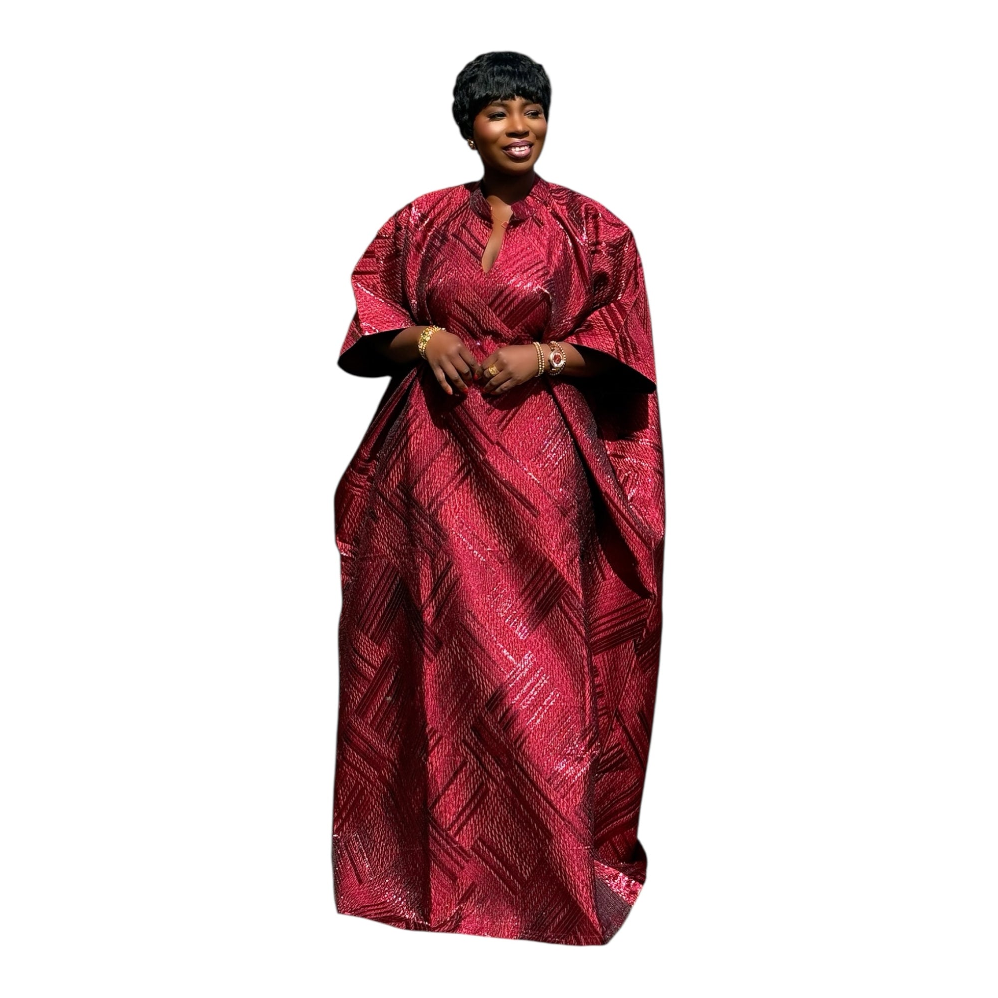 Luxury brocade boubou dress with head wrap