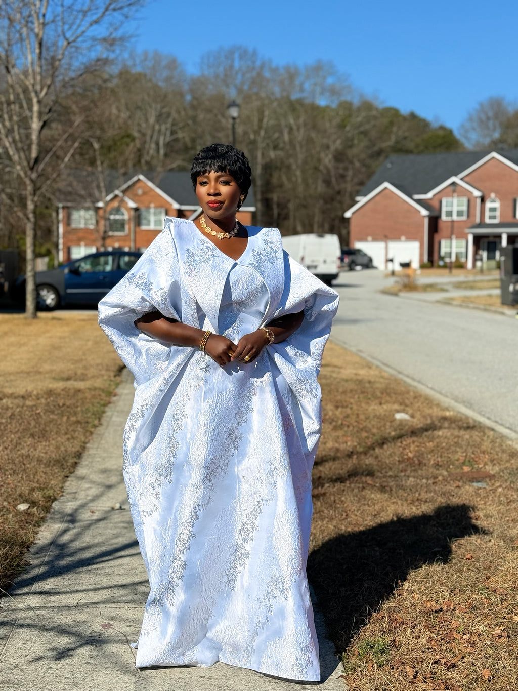 Mariam Luxury brocade boubou dress with head wrap