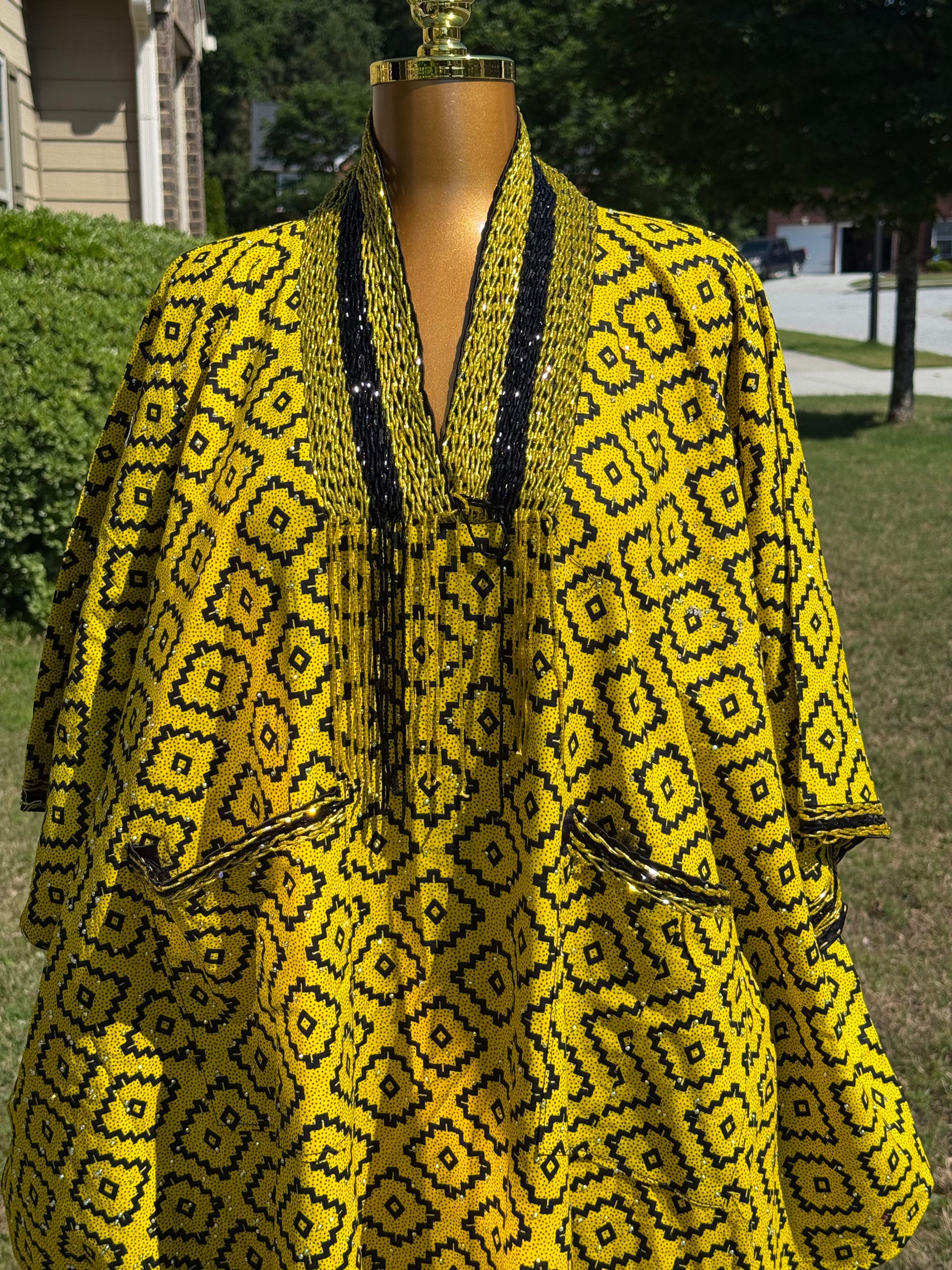 BELLA FULLY STONED ANKARA BUBU WITH BEADED NECLINE