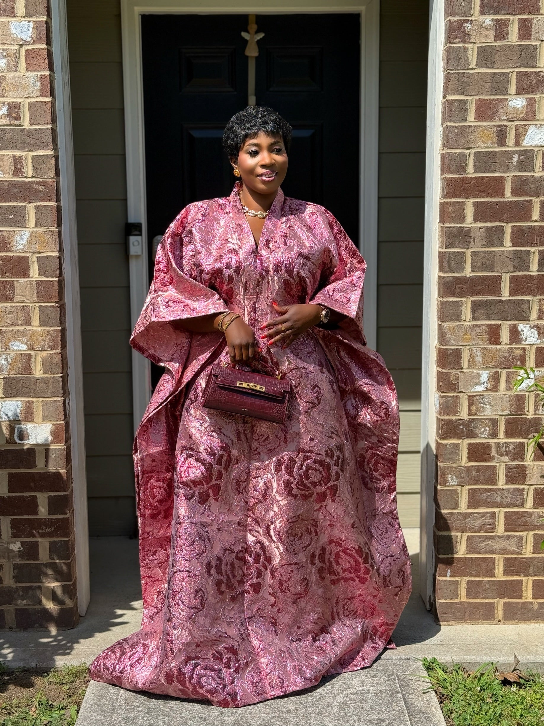 Faridah Luxury brocade boubou dress with head wrap