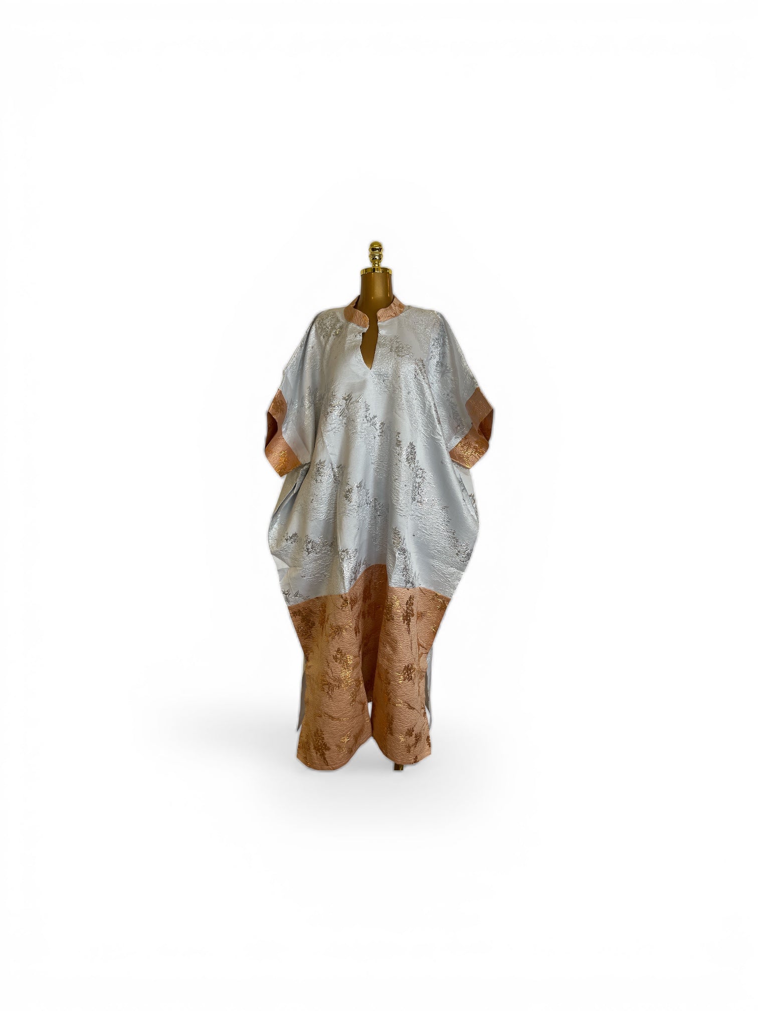 LUXURY GOLD AND WHITE BROCADE BUBU