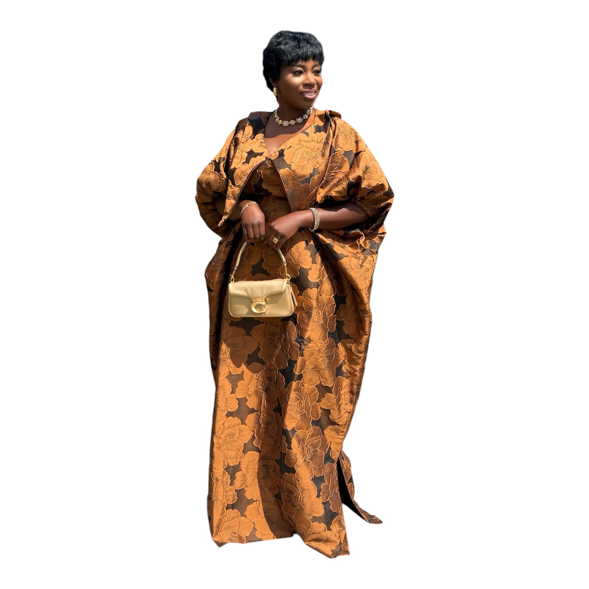 Maya  Luxury Brocade boubou dress with head wrap