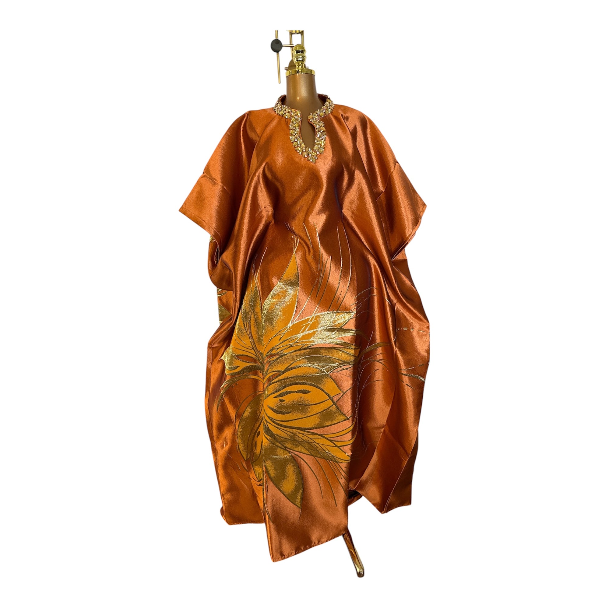 Grace  Luxury embellished Brocade Bubu with Scarf