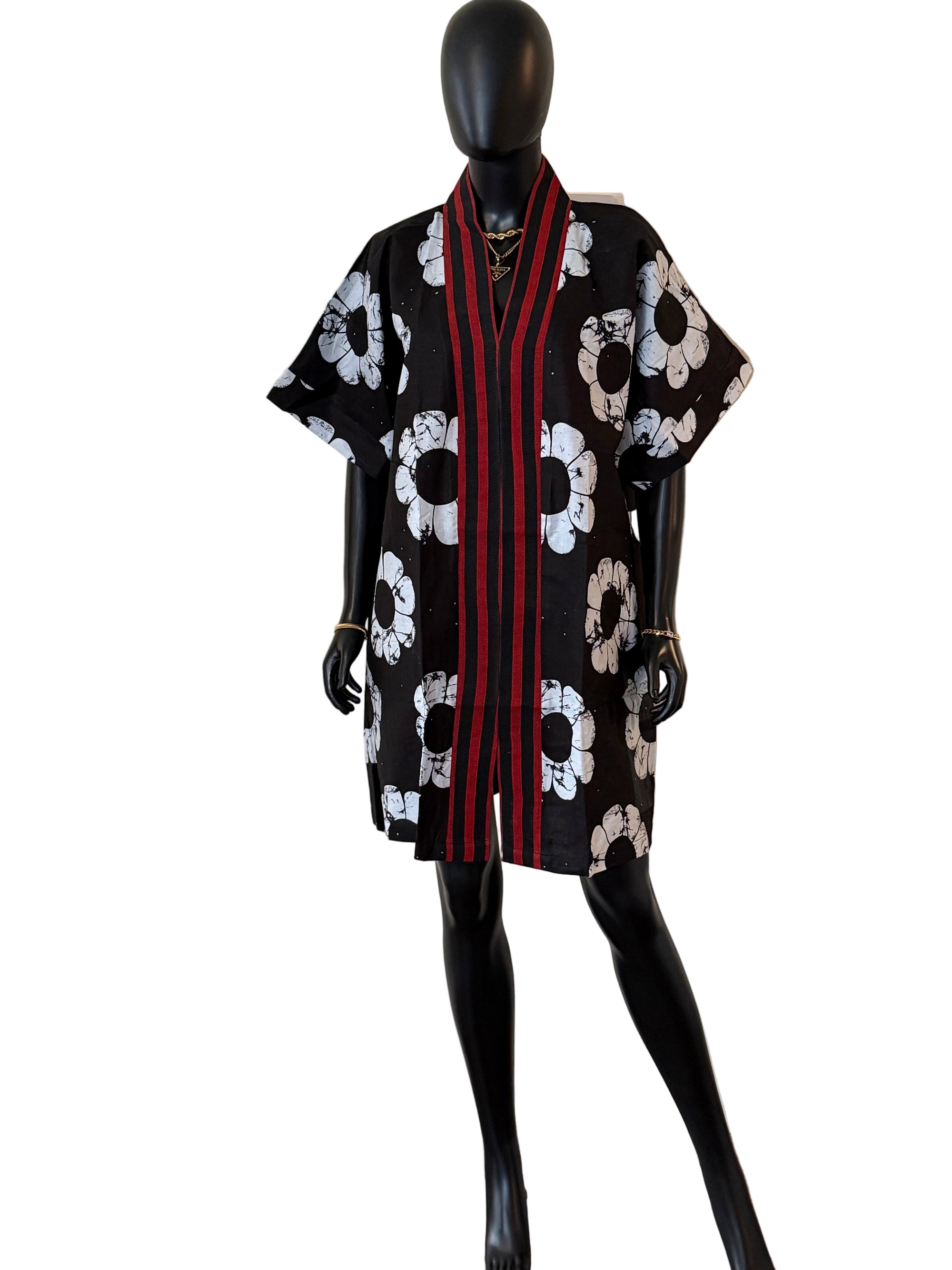 Chic Short Bubu Dress with Aso Oke Detail One Size, 100% Cotton 0.1