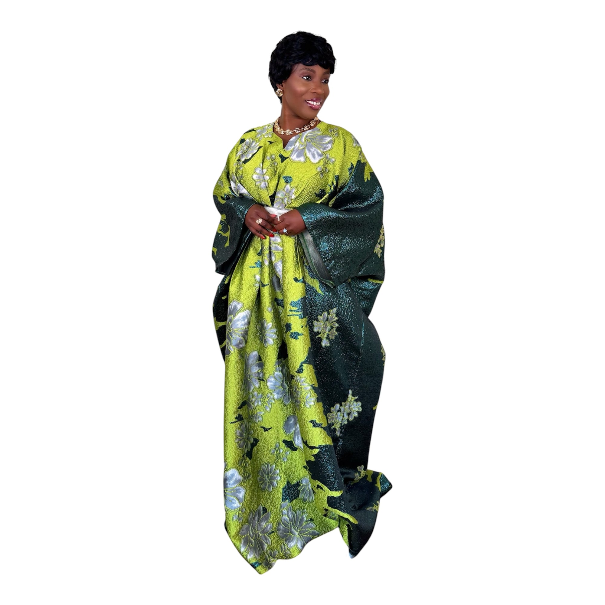 Emerald Bloom Luxury Brocade Boubou Set