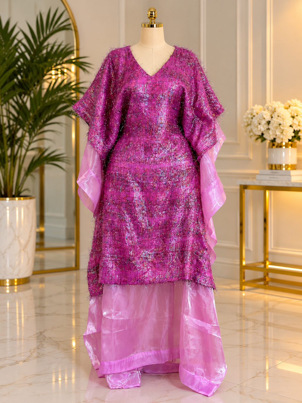 Dazzling Organza Overlay boubou Luxury Boubou Kaftan Dress