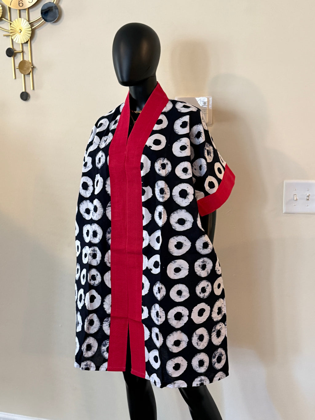 Chic Short Bubu Dress with Aso Oke Detail – One Size, 100% Cotton