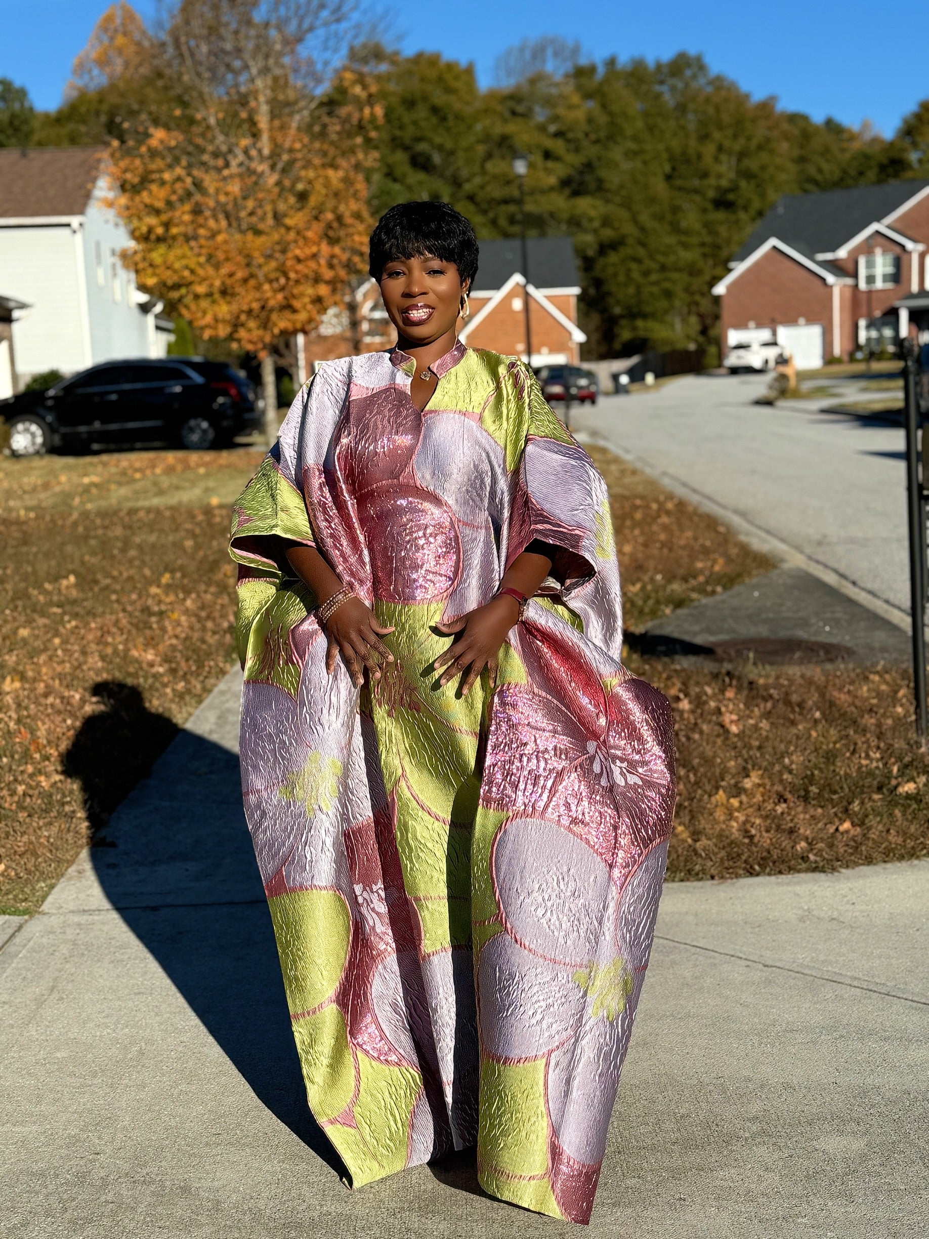 Dela Luxury brocade butterfly Bubu dress