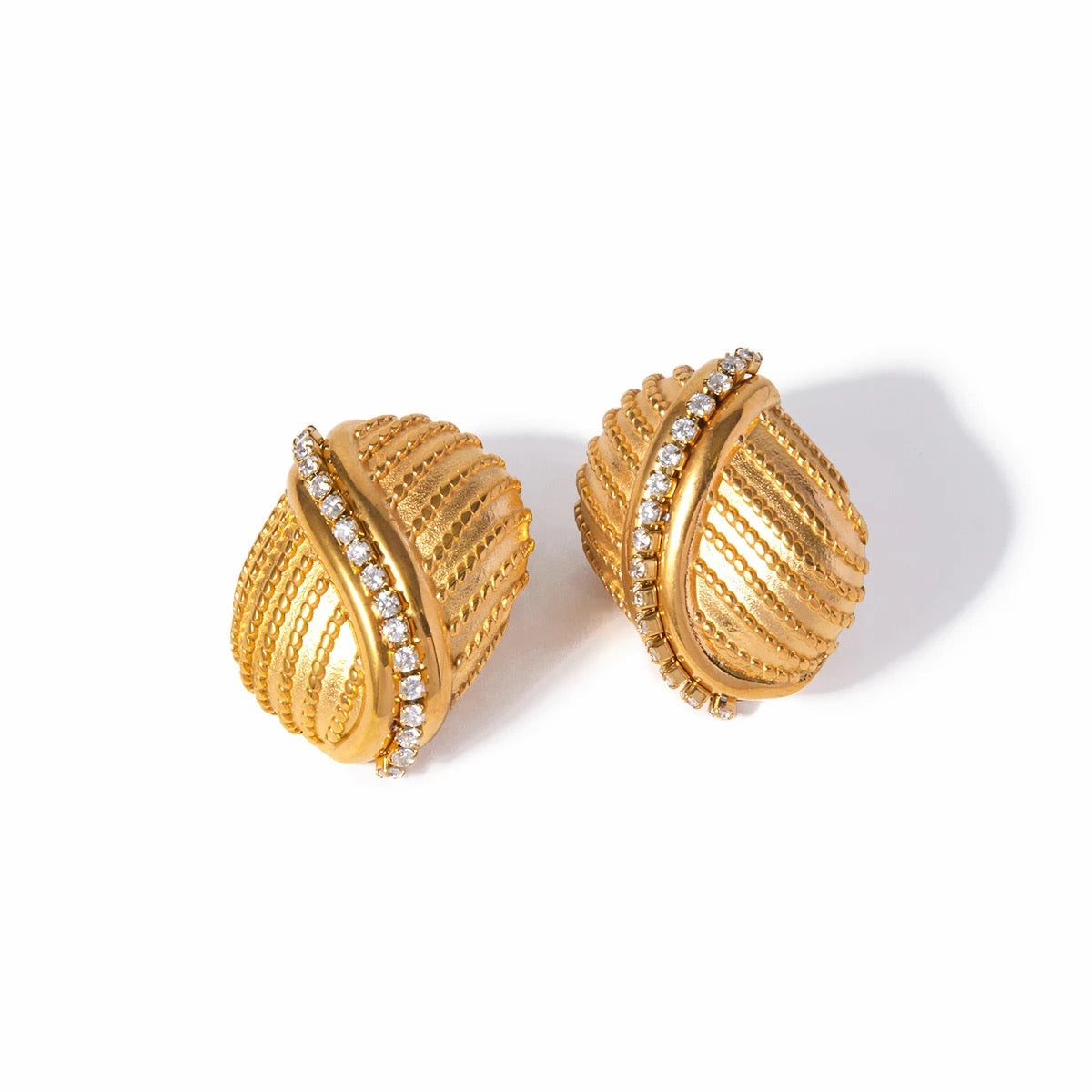 18K VINTAGE STUD EARRINGS WITH ZIRCONS