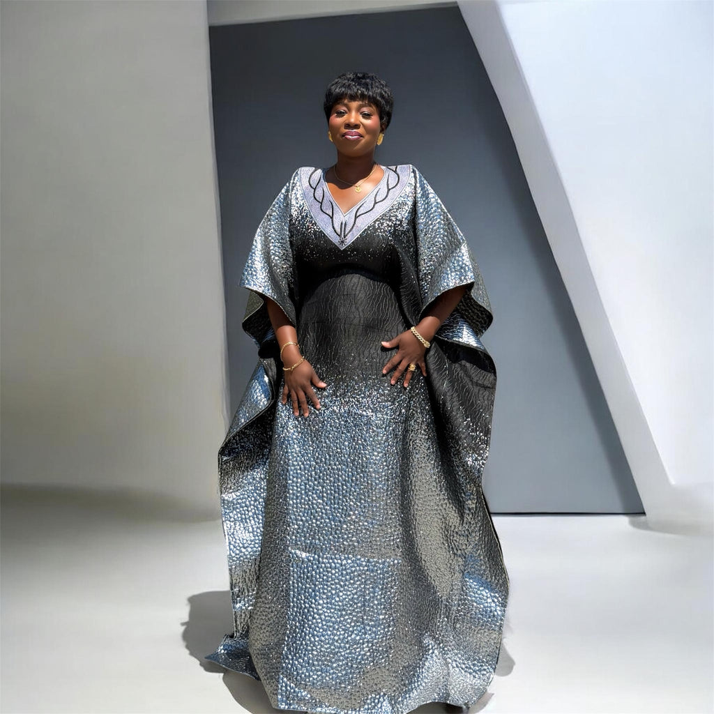 Brocade Embroidered Bubu with Head tie & Inner Belt