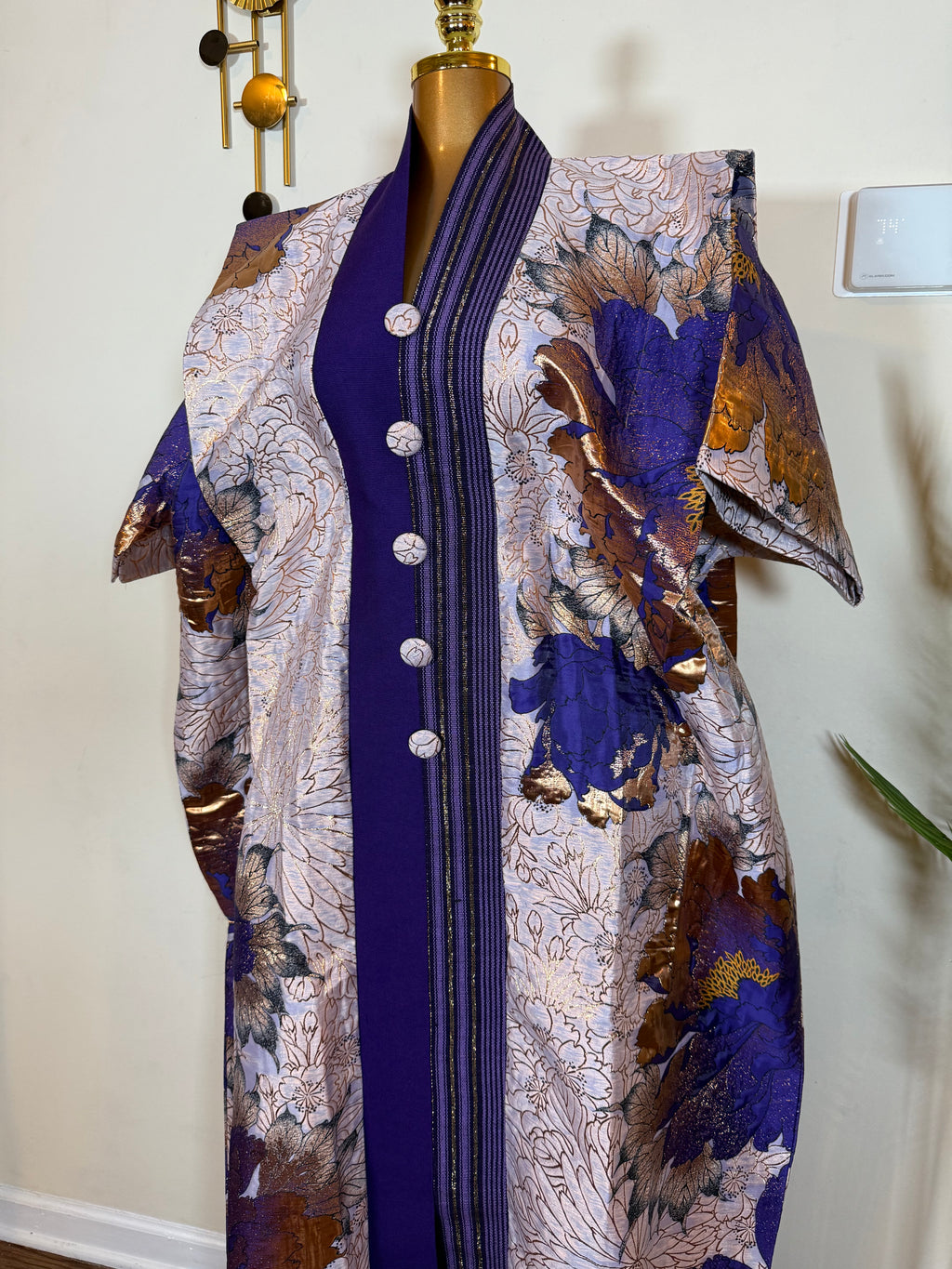 Asoke Brocade Bubu Set 62” Luxury Kaftan with Head Wrap & Inner Belt