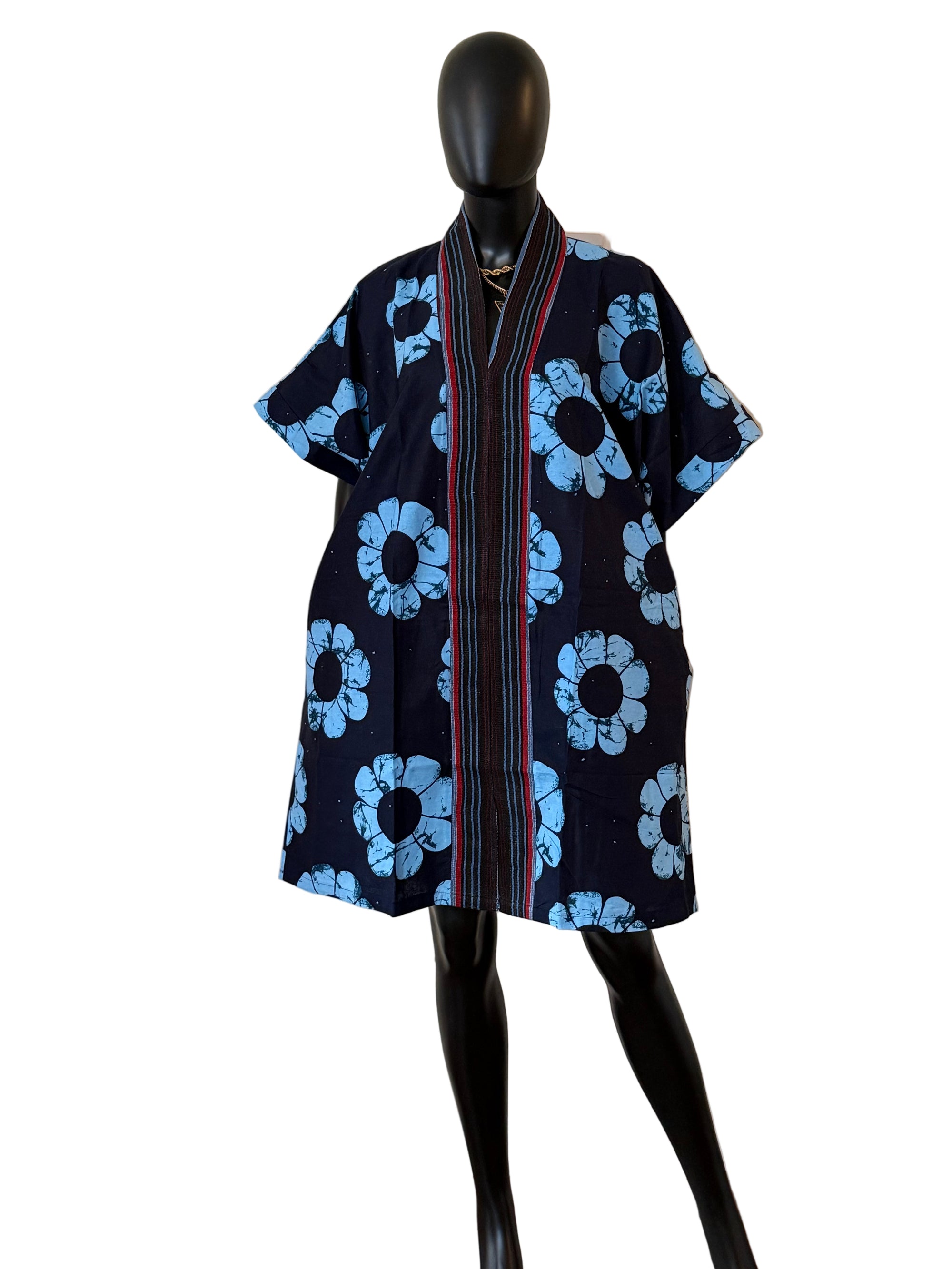 Chic Short Bubu Dress with Aso Oke Detail One Size, 100% Cotton 0.1