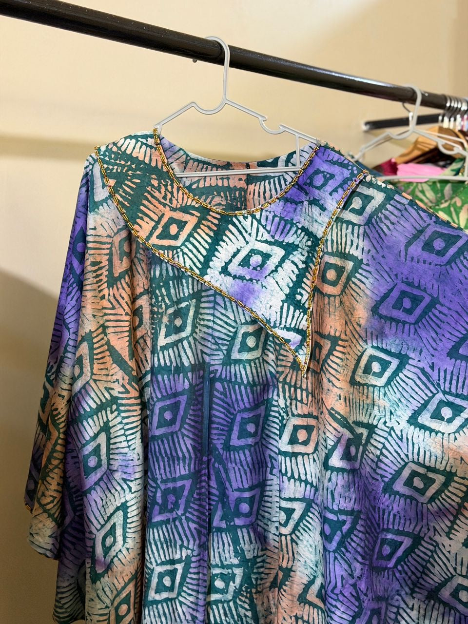 Hand beaded Cotton Batik (Adire) Bubu