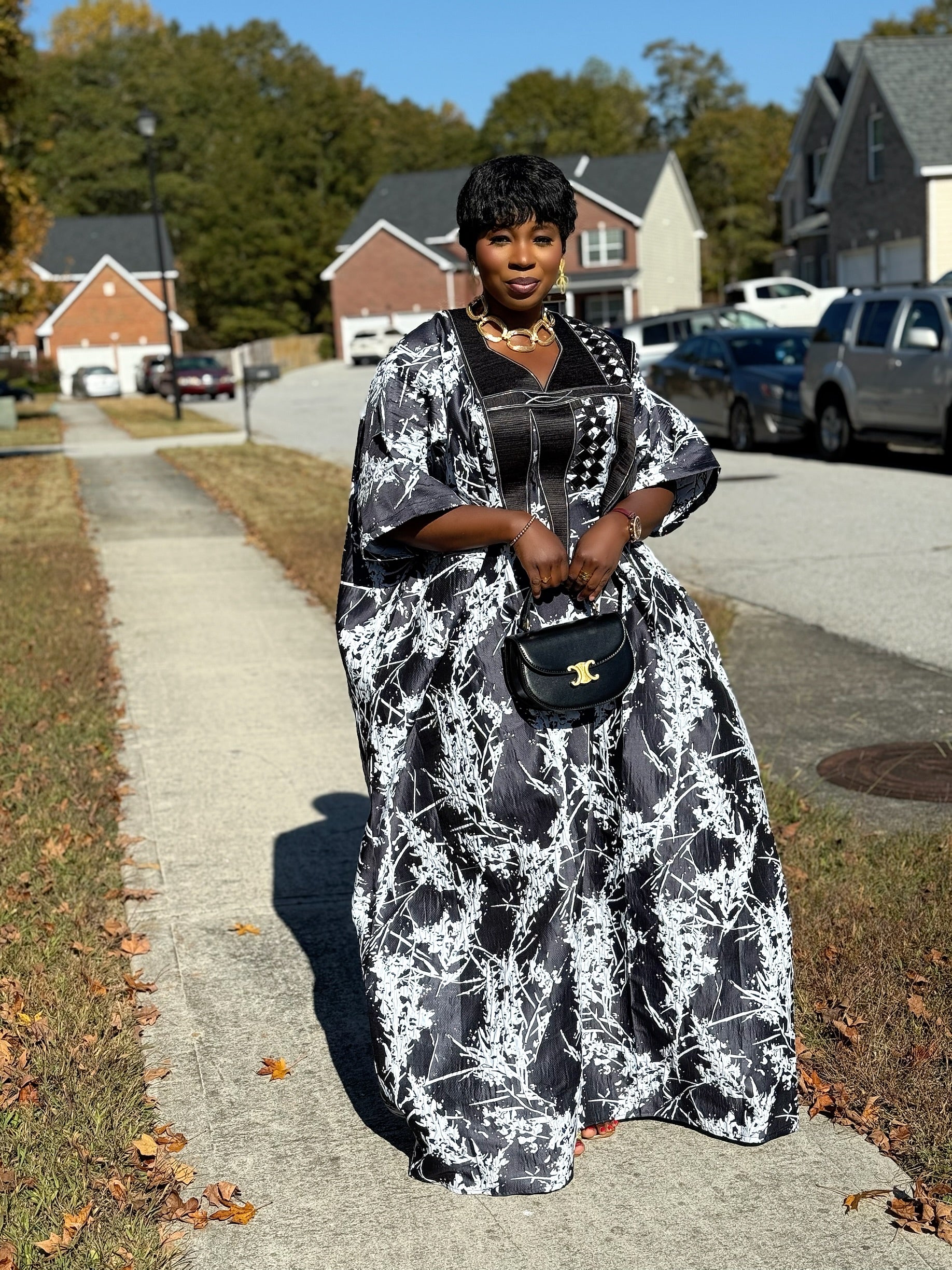 Naana Luxury Embroidered Brocade Bubu Dress  African Kaftan with Head Wrap