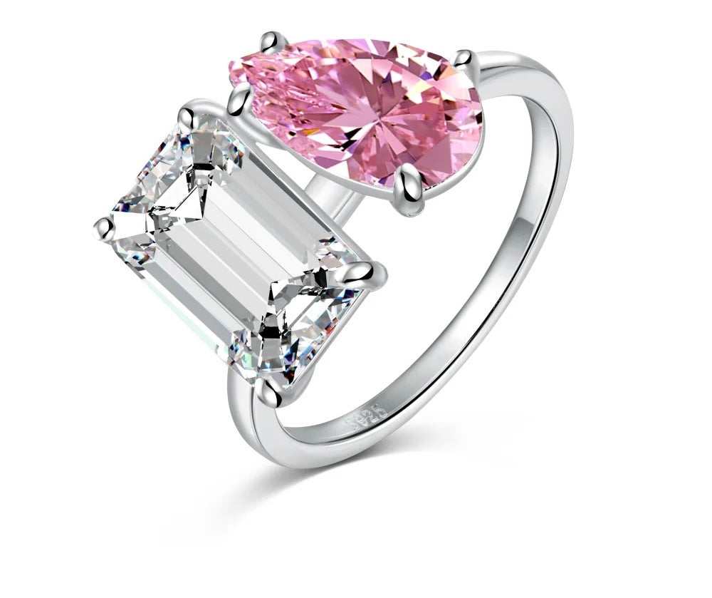 MANDY DOUBLE DIAMOND RING (STERLING SILVER)