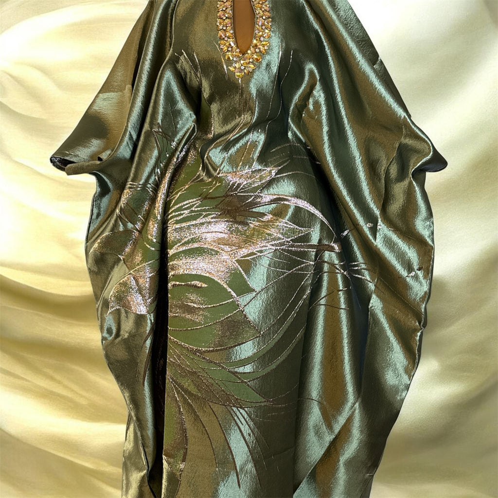 Grace  Luxury embellished Brocade Bubu with Scarf